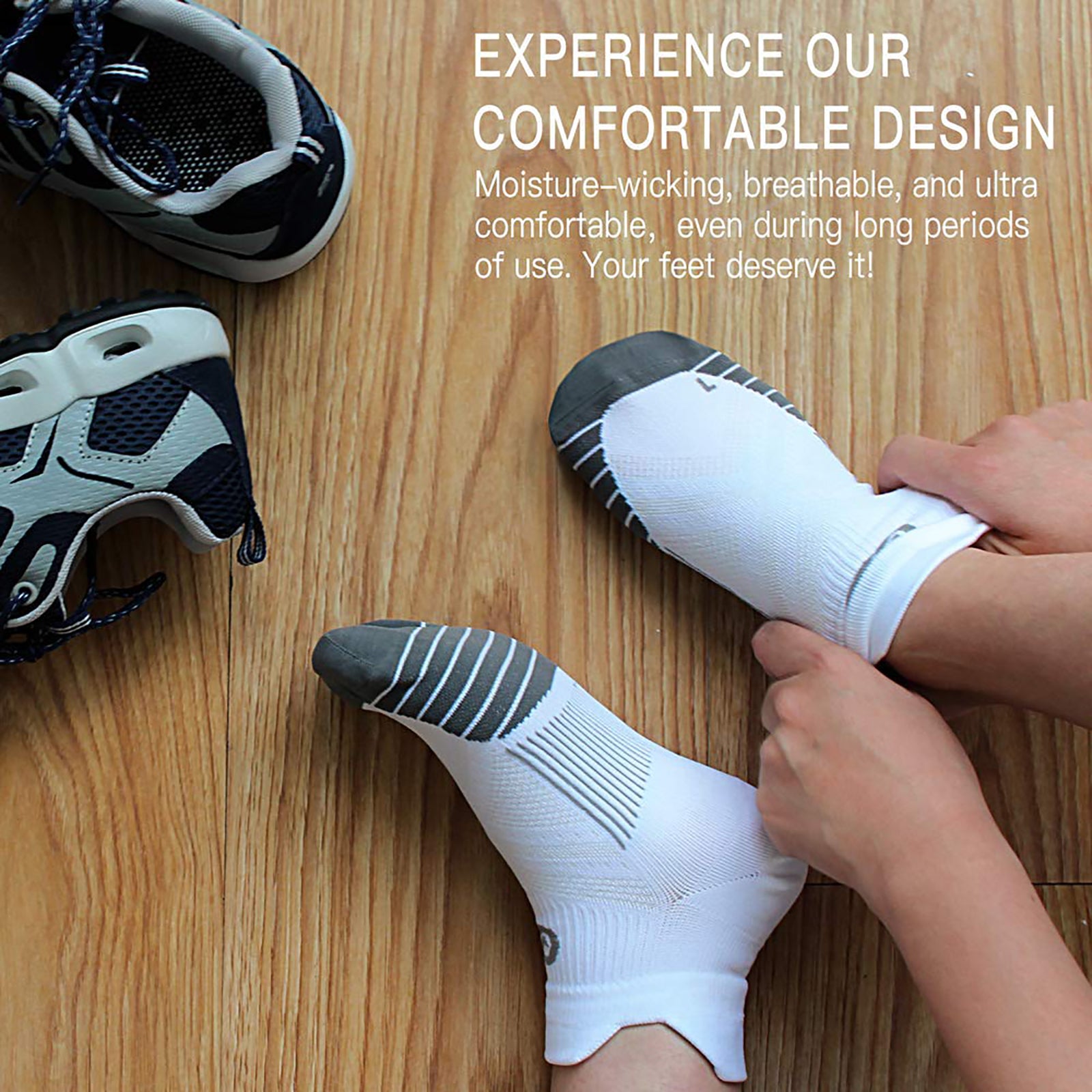 GECKOMAN x PAPLUS Ankle Compression Running Socks for Men & Women - 2 Pairs Pack - Moisture Wicking & Breathable for Marathon, Hiking, Gym Workout & Sports Performance