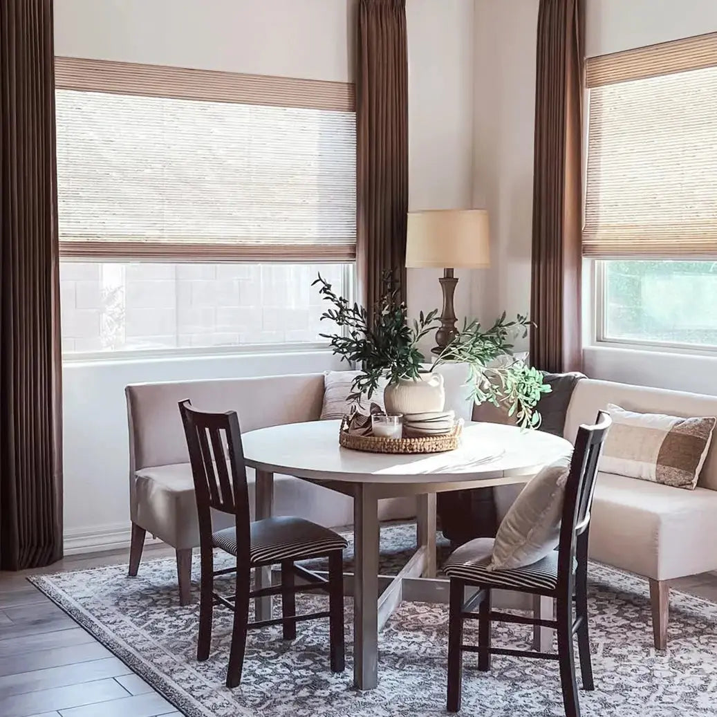 Natural Bamboo Woven Window Shade - Cream Color Eco-Friendly Roller Blind for Living Room & Bedroom Privacy & Sun Protection
