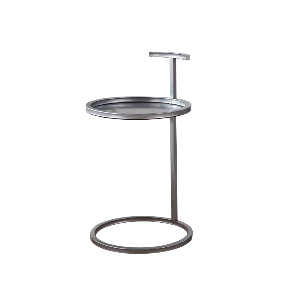 Wrought Iron Side Table - Round Metal Nightstand for Bedroom & Living Room, Small Sofa End Table in Silver - Perfect for Coffee, Books & Decor