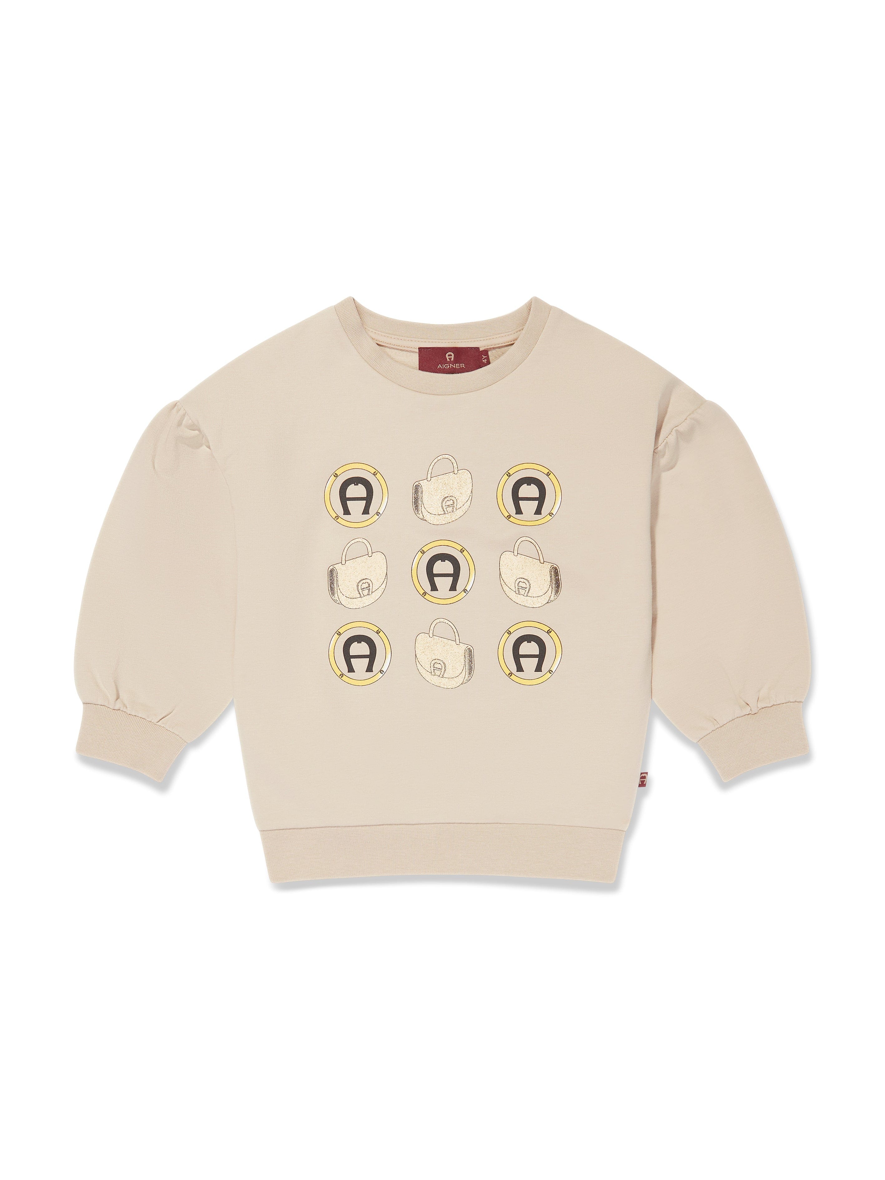 Aigner Girls Beige Logo Print Sweatshirt - Stylish Casual Wear for School, Outings & Everyday Fashion
