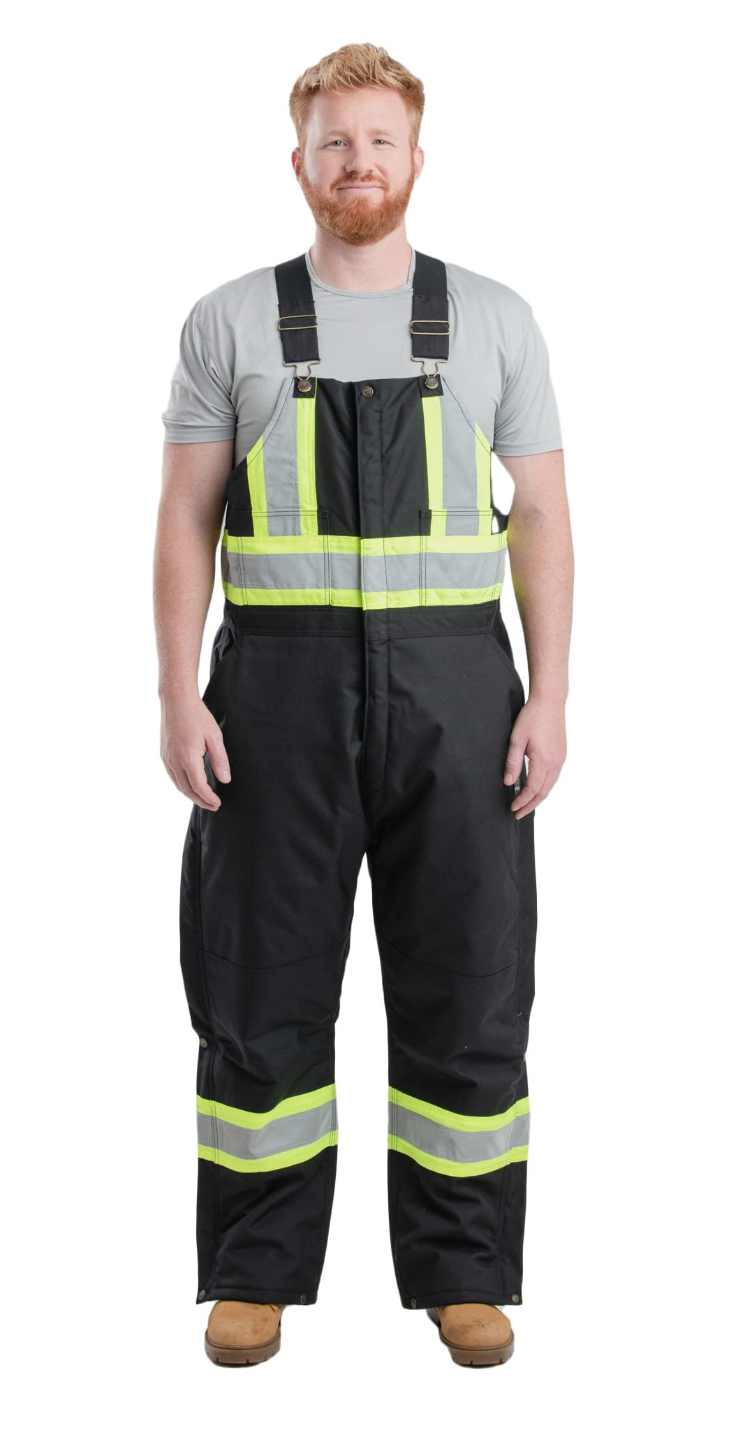 Berne Men's Arctic Insulated Bib Overalls with Safety Stripes - Heavy Duty Winter Workwear for Construction, Farming & Outdoor Jobs