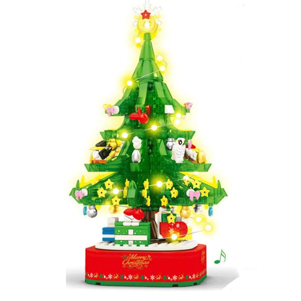 Rotating Christmas Tree Music Box - DIY Building Blocks Set for Holiday Decorations & Gifts | Perfect for Home, Office, and Christmas Party Decor