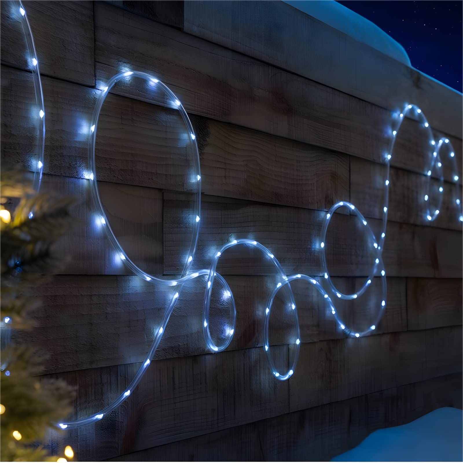 66ft 200LED Solar Rope Lights Outdoor Waterproof - 8 Modes Dimmable with Timer Remote Control - 3.7V/1200mAh Solar Powered String Lights for Garden, Patio, Yard, Pathway and Party Decor (White)