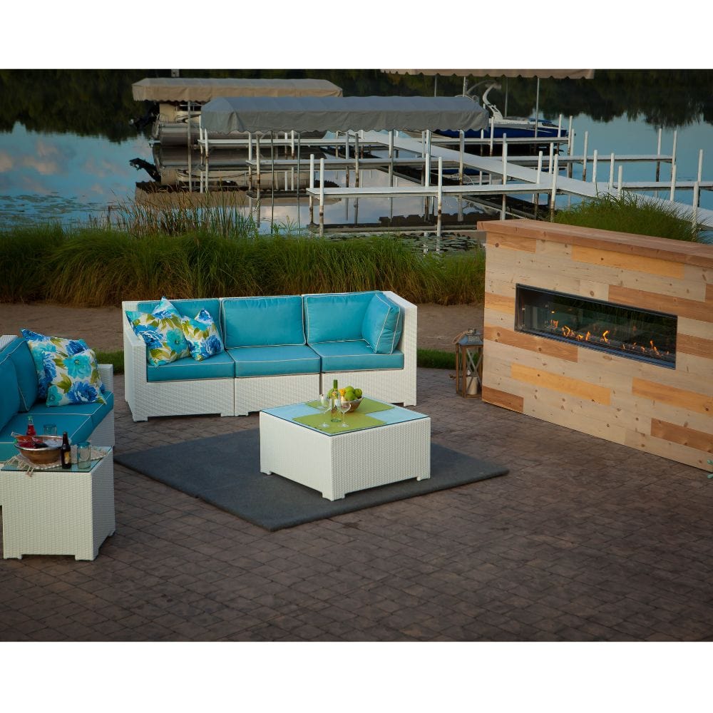 Firegear Kalea Bay Vent-Free Outdoor Linear Gas Fireplace with LED Lights - Perfect for Patio, Deck, and Backyard Ambiance