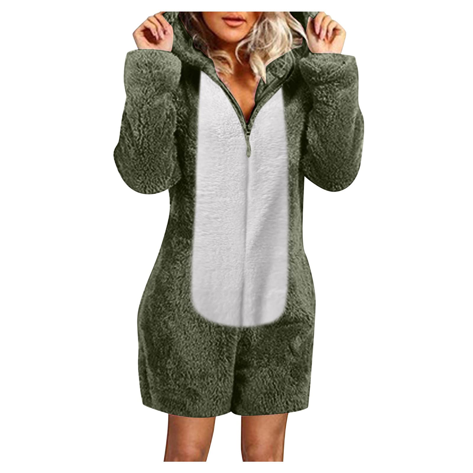 Sexy Plus Size Lingerie for Women - Loose Lounge Jumpsuit with Zipper for Sleep, Casual Wear & Naughty Play | CofeeMO Comfortable Sleepwear for Date Night & Boudoir Photography