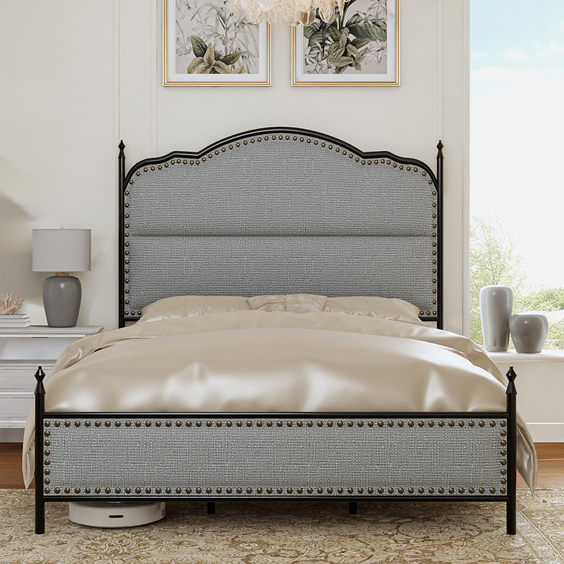 Ernesto 61 Industrial King & Queen Size Platform Bed Frame - Modern Metal & Wood Design for Bedroom, Guest Room, Loft or Studio Apartment