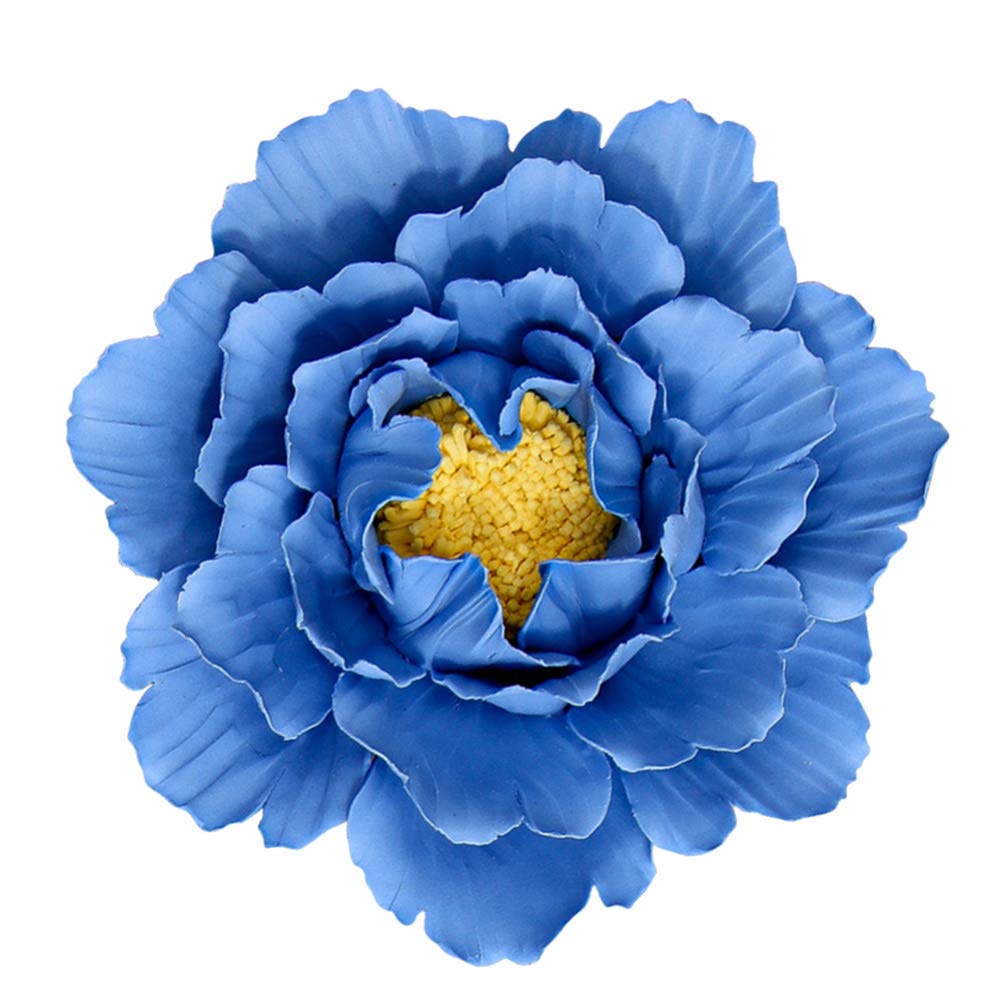 Blue Peony Ceramic Flower Wall Art - 3D Artificial Floral Sculpture for Home Decor, Living Room, Bedroom, Bathroom, Kitchen & Farmhouse | Elegant Handmade Ceramic Peony Flowers for Wall Display