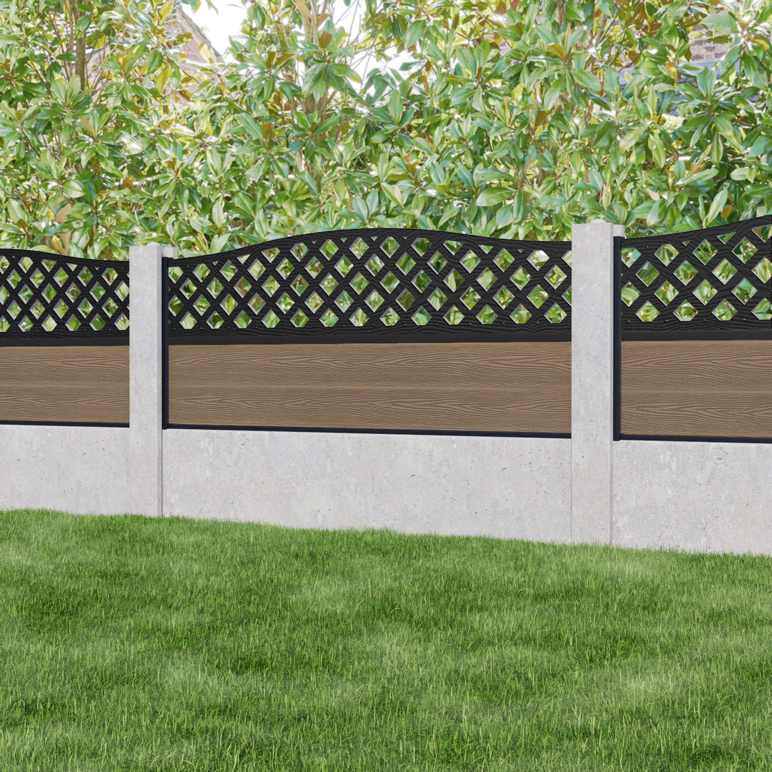 Premium Teak High Wave Fence Panel - Durable Outdoor Privacy Screen for Concrete Posts | Perfect for Backyard, Garden, and Poolside Landscaping