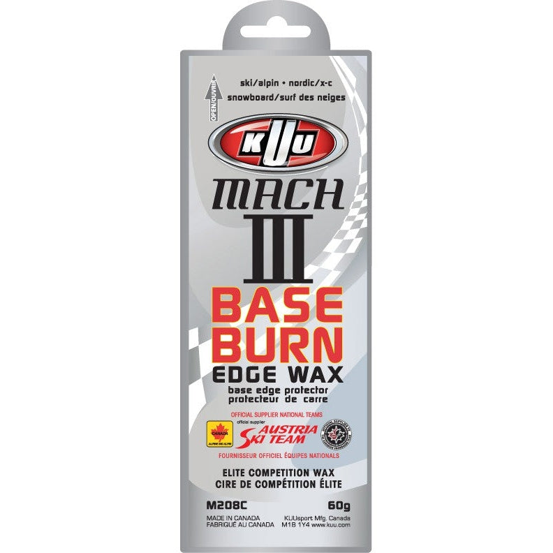 KUU MACH+ Base Burn Edge Wax 60g - Premium Surfboard Wax for Grip & Control - Perfect for Surfing, Bodyboarding & Water Sports