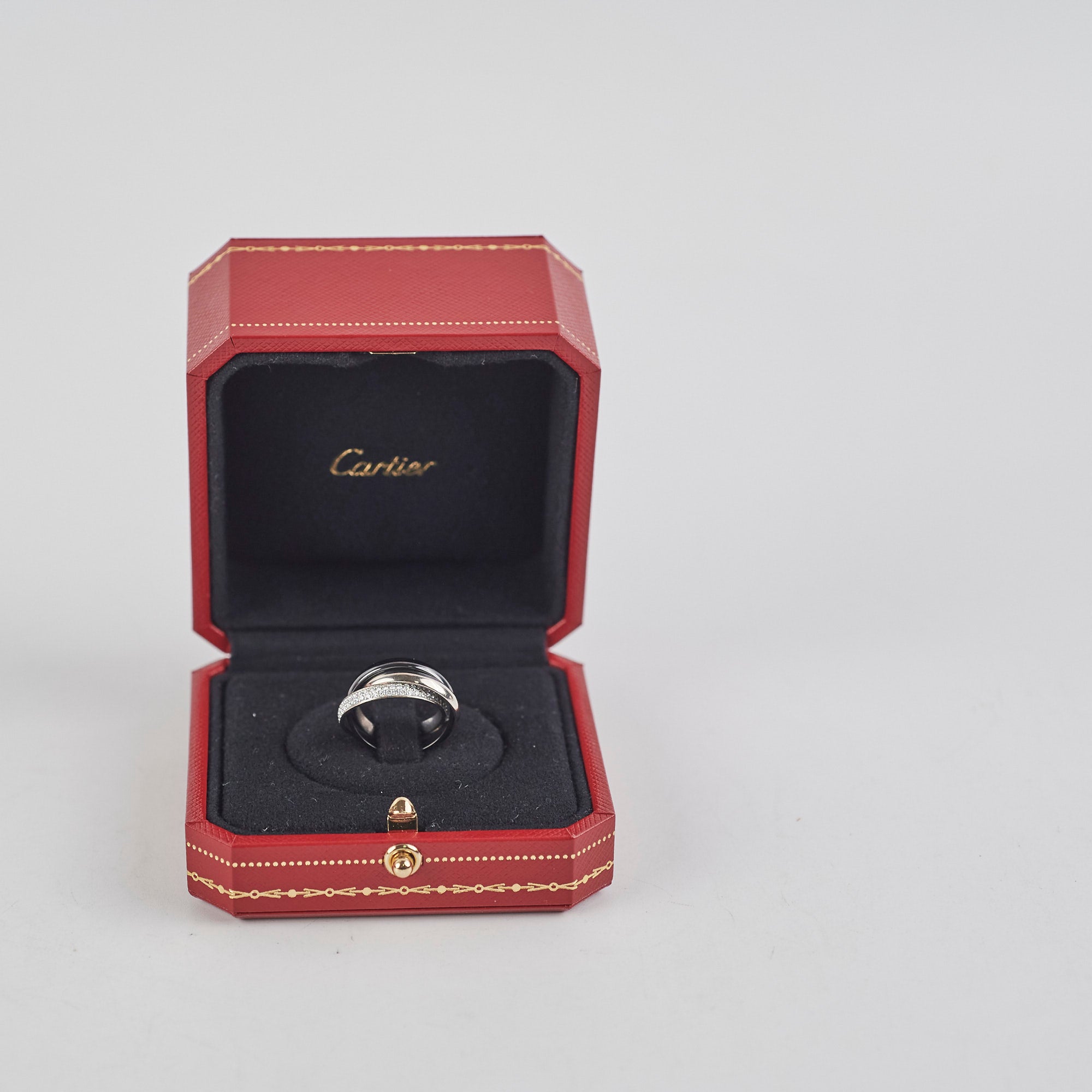 Cartier Trinity Ring Size 50 in 18K White Gold with Diamonds - Luxury Wedding Band & Anniversary Gift for Women