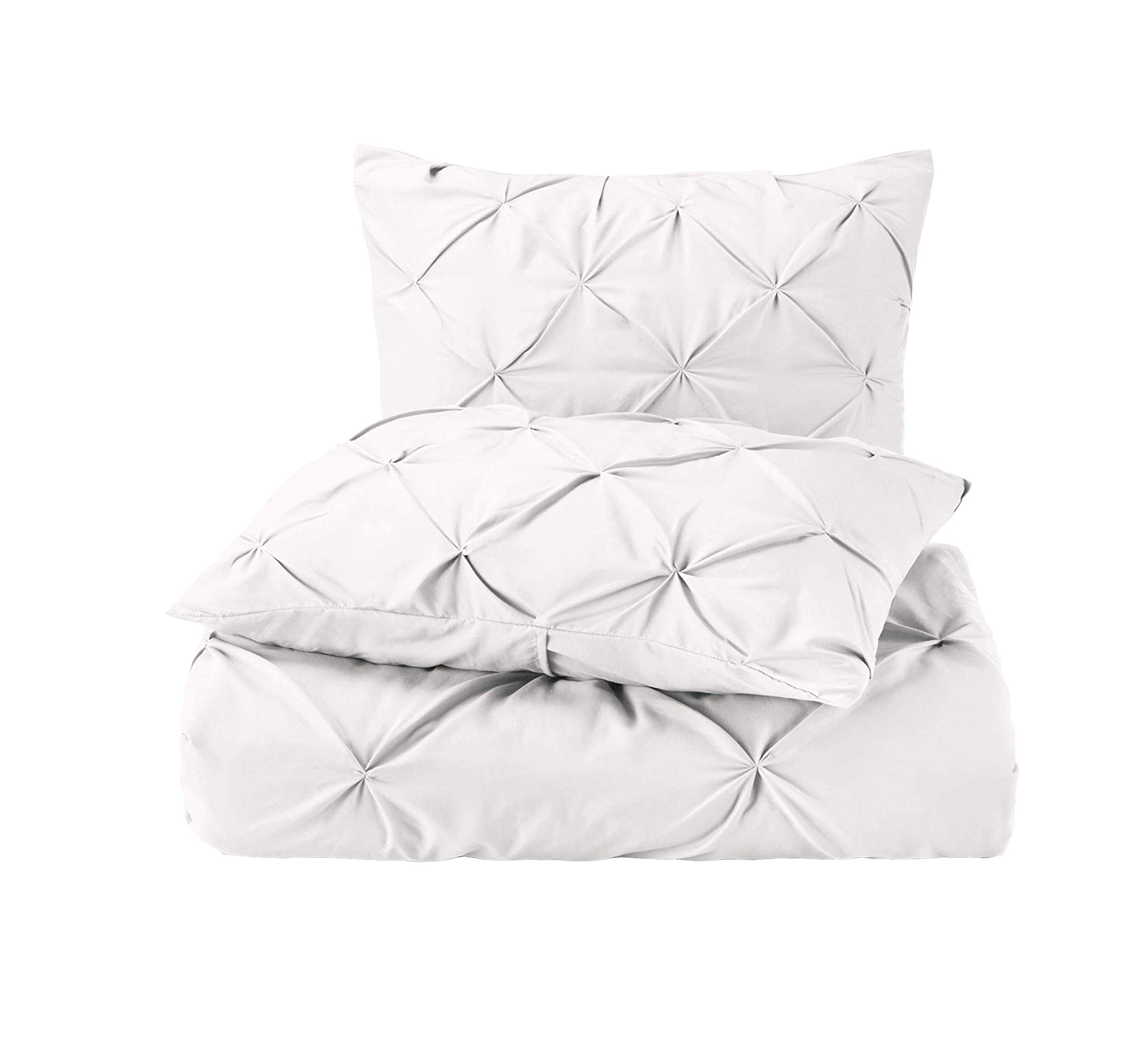 Premium 800 Thread Count Egyptian Cotton Duvet Cover Set - Soft Pinch Pleat & Pintuck Design, Super King Size 98x116 Inches, White Solid with Zipper Closure & Corner Ties | Luxury Bedding for Master Bedroom, Guest Room & Hotel Use