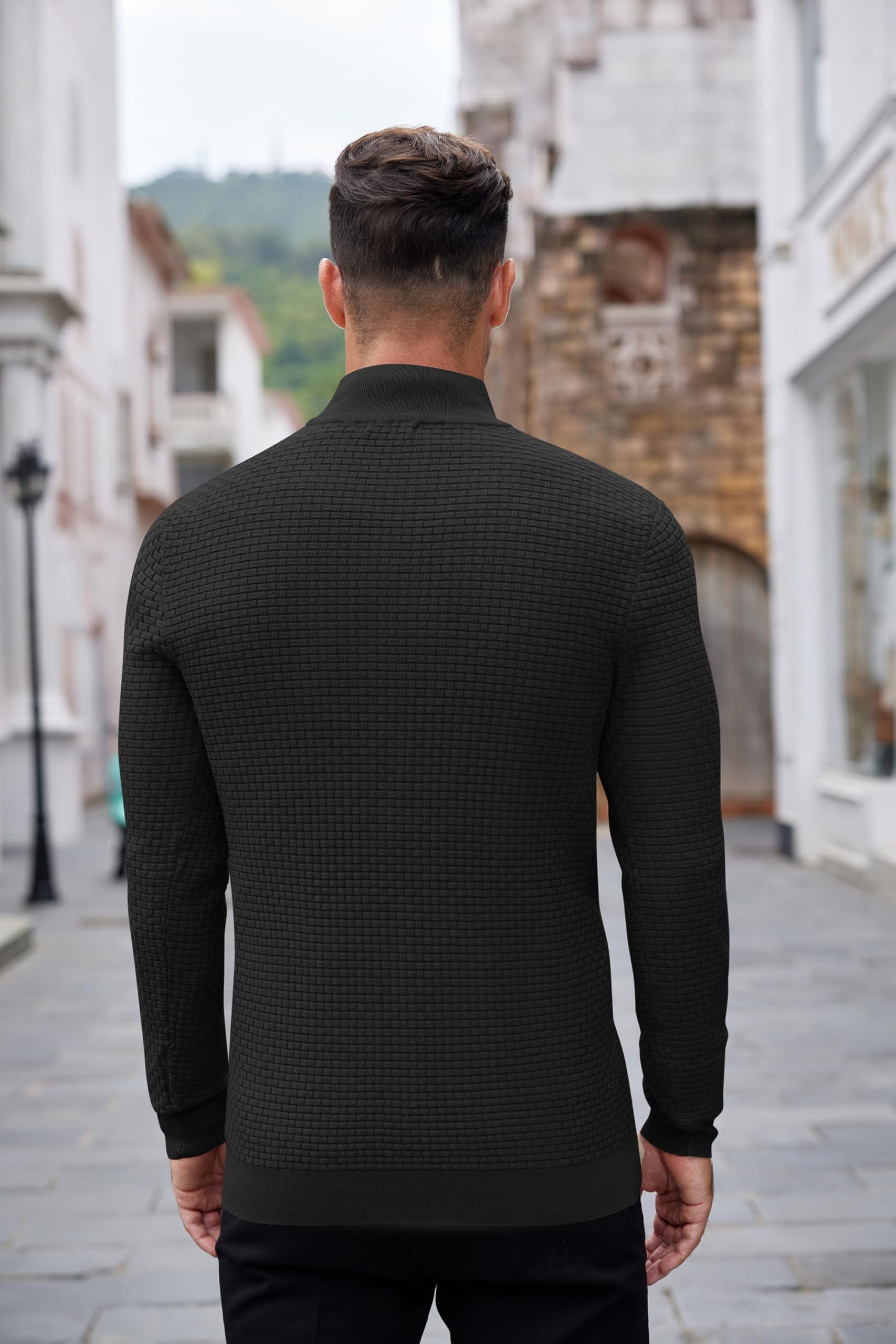 COOFANDY Men's Slim Fit Lightweight Quarter Zip Sweater - Mock Neck Knit Pullover for Casual & Business Wear | Perfect for Office, Travel & Outdoor Activities