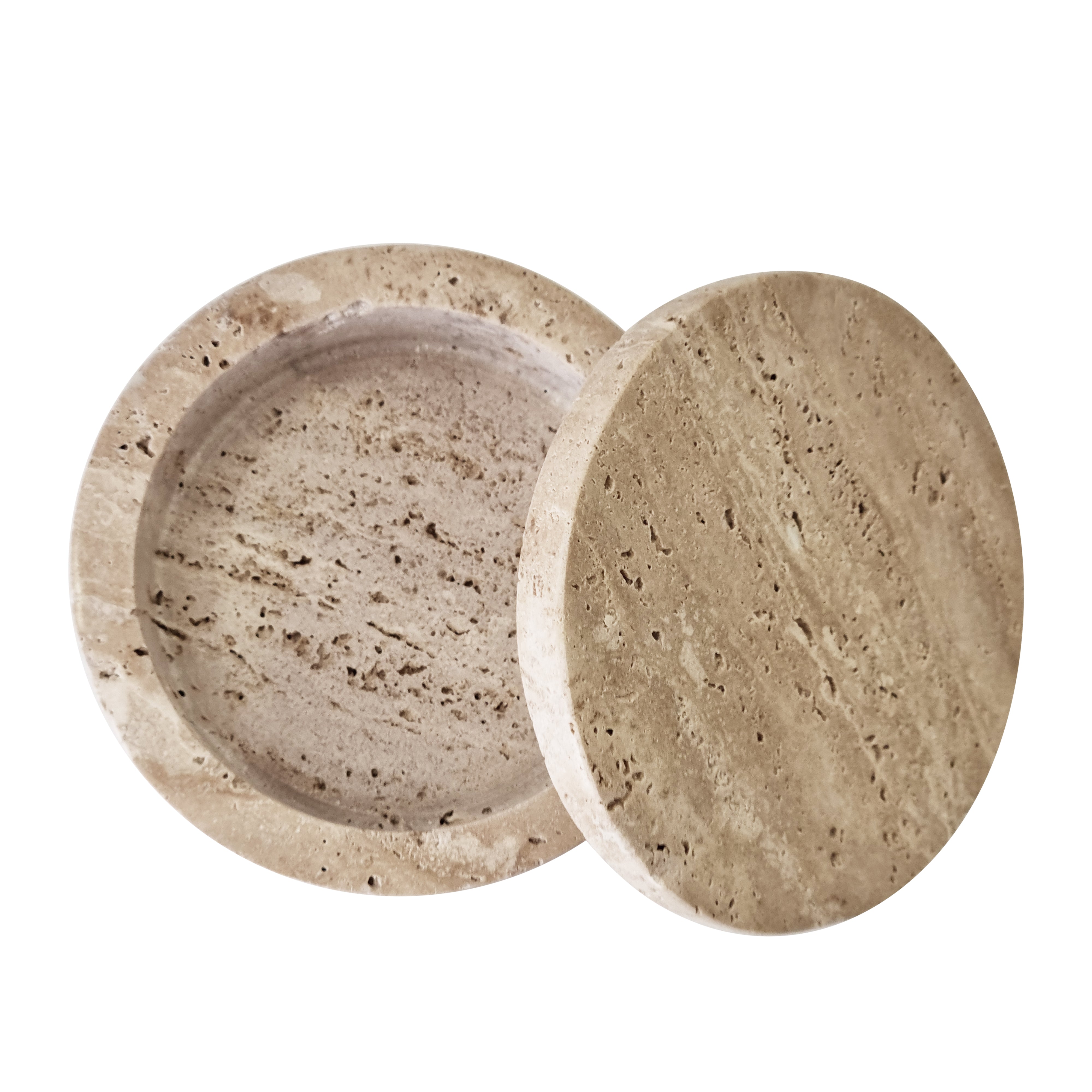 Maria Decorative Jar - 12.5x12.5x5cm Travertine Marble Storage Container for Home Decor, Bathroom Organizer & Kitchen Countertop Display | Perfect for Candles, Cotton Balls, Jewelry & Spices