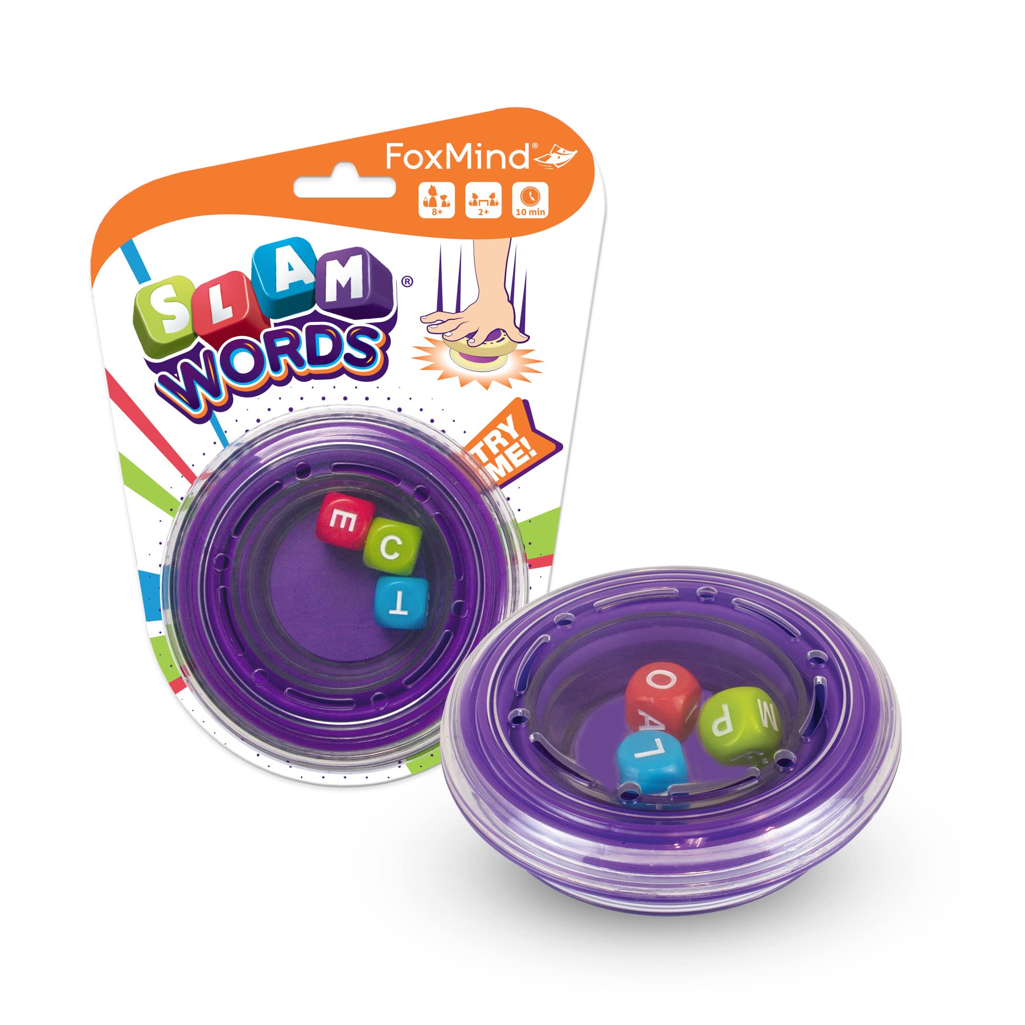 Foxmind Slam Words Quick Word Game - Fun Educational Alphabet Dice Game to Improve Vocabulary & Spelling Skills | Travel Board Game for 2+ Players | Perfect for Family Game Night, Parties & Classroom Learning Activities