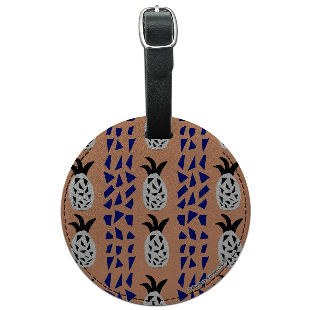 Pineapple Design Round Leather Luggage Tag - Durable Suitcase ID Tag for Carry-On Bags | Perfect for Travel, Vacation & Business Trips