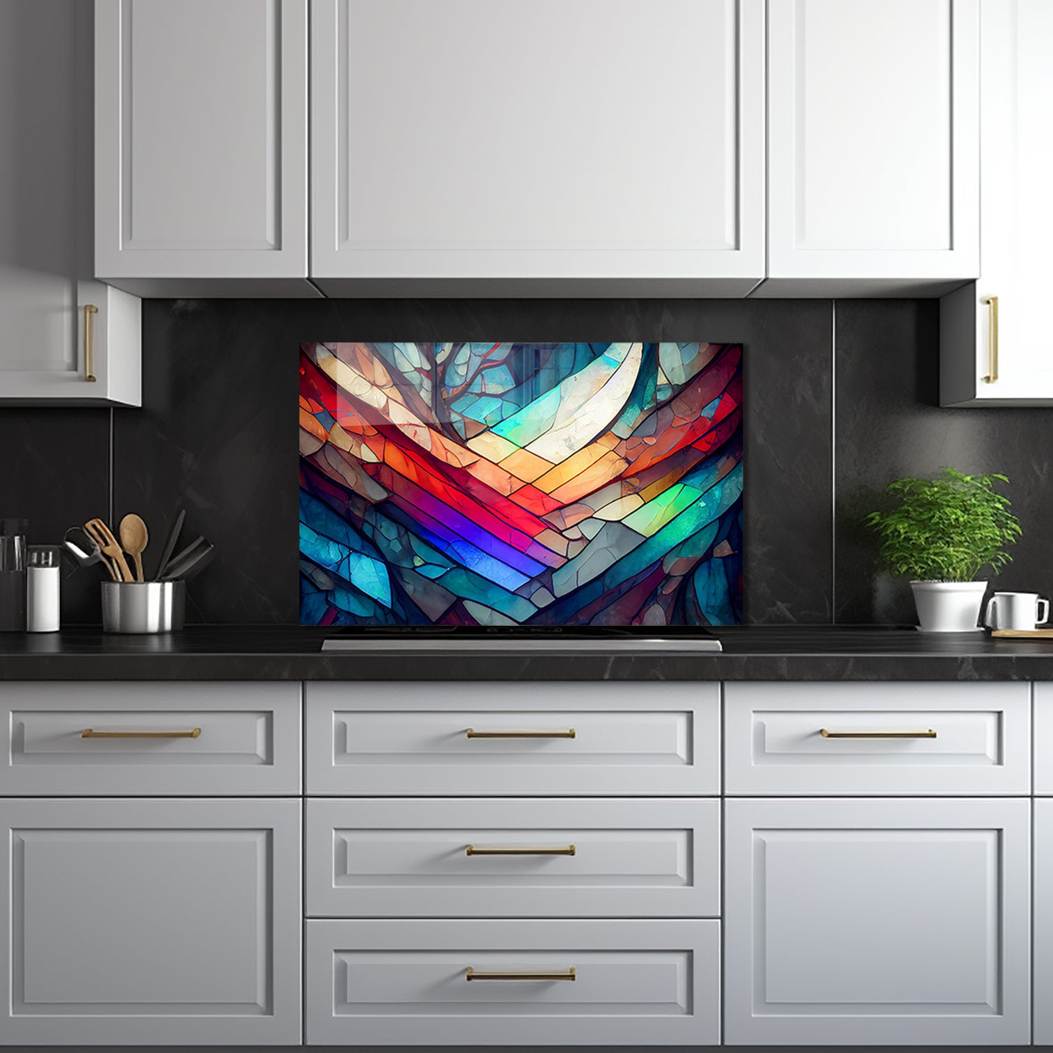 Vibrant Colorful Glass Marbles Splashback for Kitchen & Bathroom Backsplash - Stylish & Durable Home Decor
