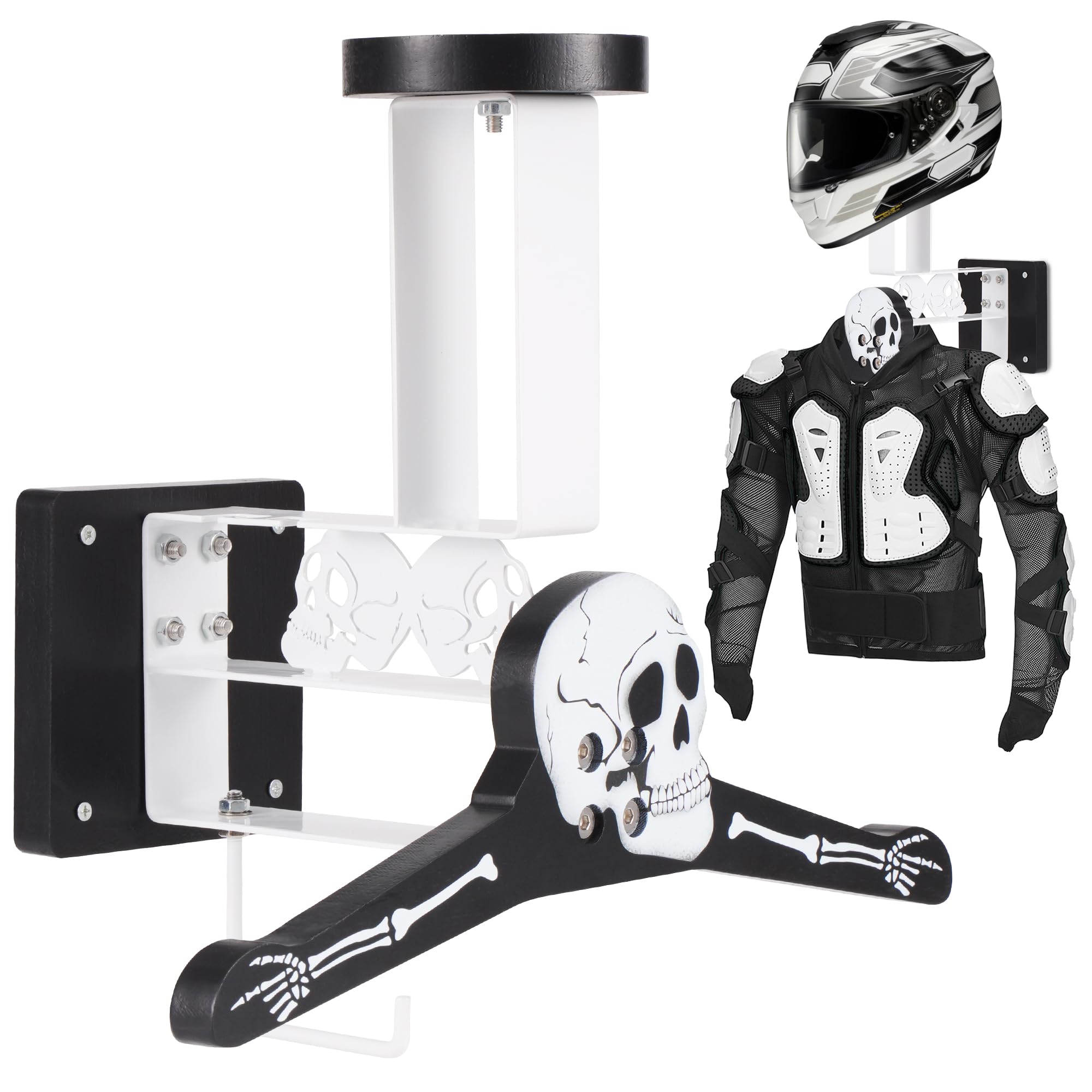 Upgraded Motorcycle Helmet Holder Wall Mount - Heavy Duty Wood & Metal Tactical Gear Organizer for Helmets, Football & Cycling Equipment - Perfect for Garage, Shed & Man Cave Storage