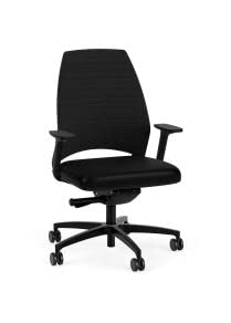 Premium 4U Ergonomic Office Chair - Adjustable Lumbar Support & Synchronized Tilt - Genuine Leather Executive Desk Chair with Sliding Seat & Adjustable Arms - Heavy Duty Black Frame - Ideal for Home Office, Gaming & Workspaces - 12 Year Warranty