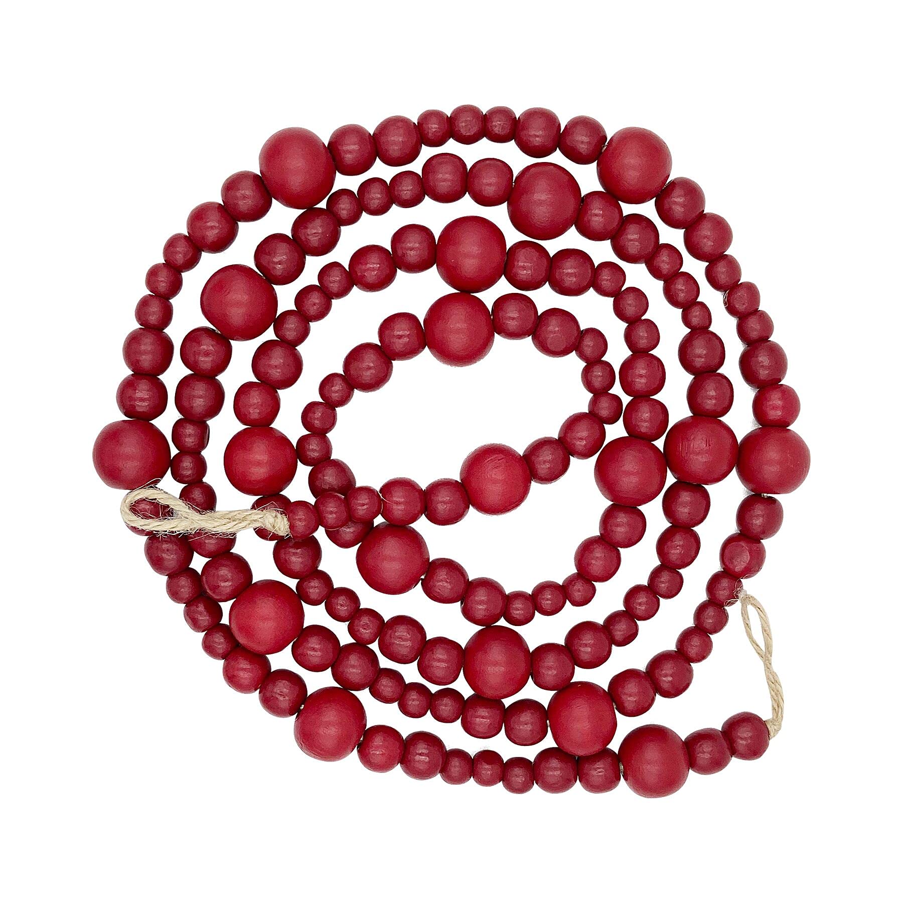 **7ft Rustic Wood Bead Garland - Farmhouse Christmas Tree Decor, Boho Wall Hanging for Holiday, Prayer & Country Home Decor (Red) - Perfect for Mantels, Tables & Festive DIY Projects**