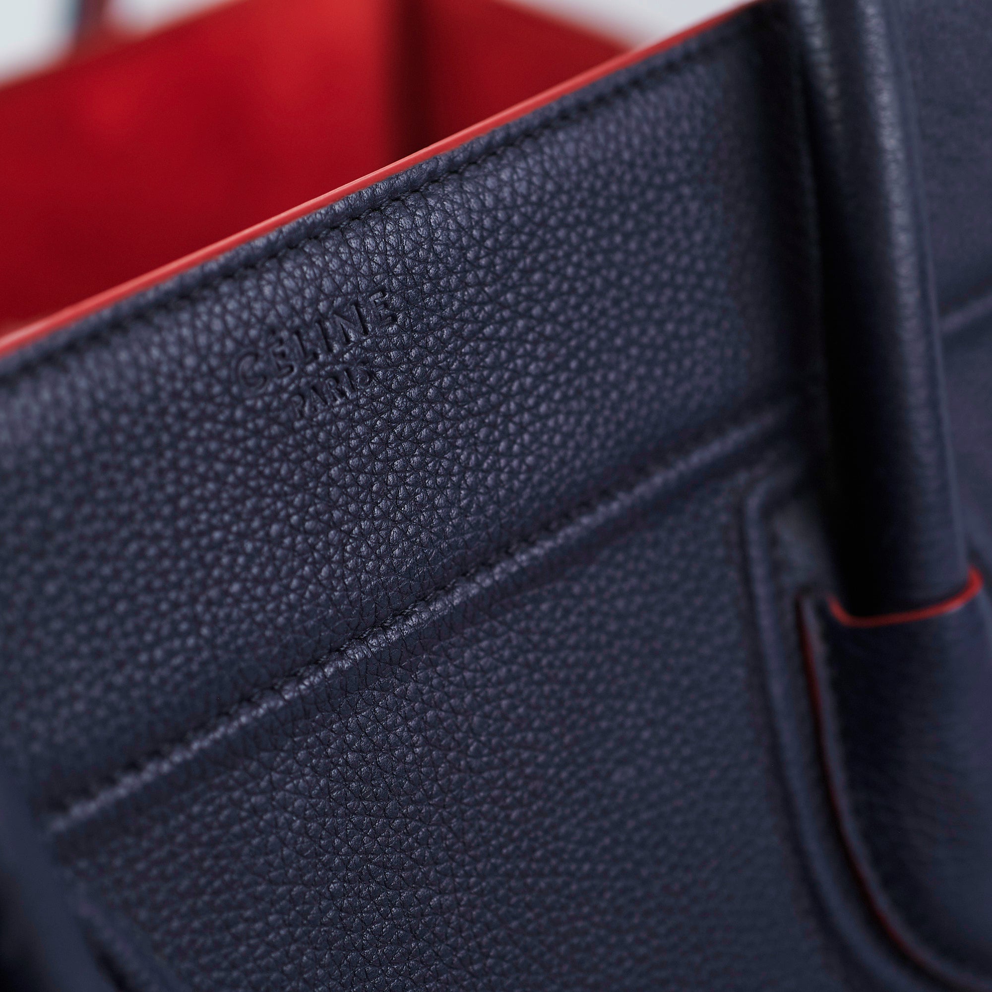 Celine Medium Trapeze Navy Blue Leather Tote Bag for Women - Stylish Handbag for Work, Travel & Everyday Use
