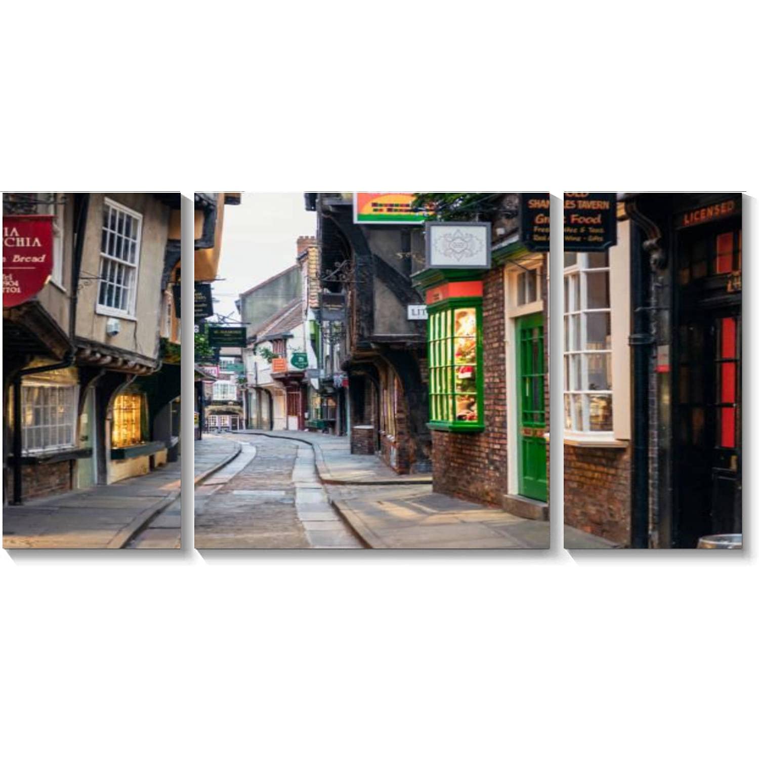 BDMPIZLNSF 3-Panel Canvas Wall Art - The Shambles in York England Framed Print, Painting & Poster for Living Room & Bedroom Decor - Ready to Hang - Perfect for Home, Office & Gift Giving