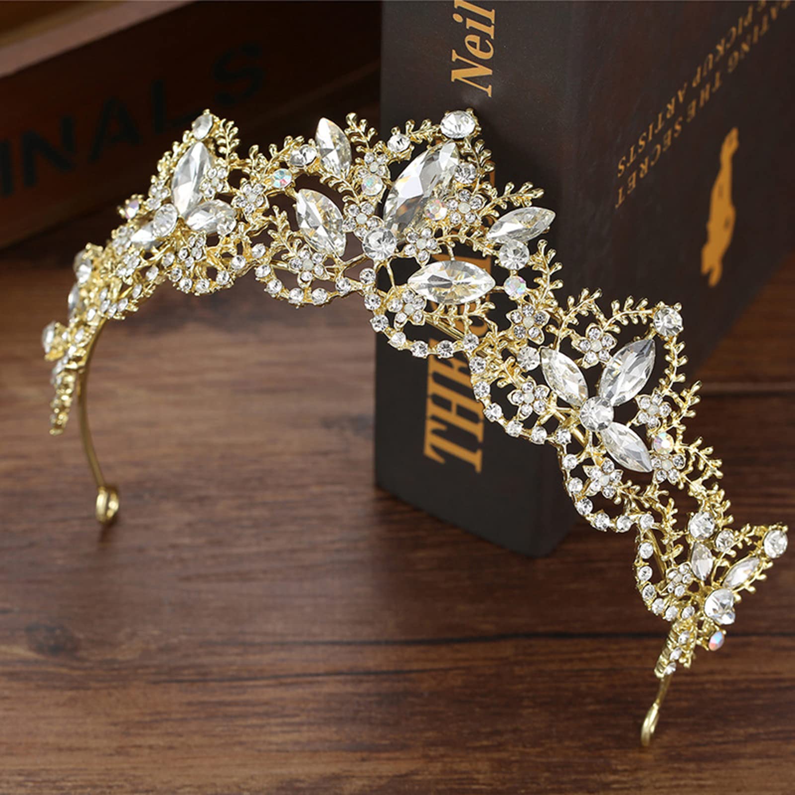 Elegant Gold Tiara Crown for Women - Rhinestone Wedding Princess Headband, Bridal Party Prom Queen Accessory | Perfect for Weddings, Birthdays, Halloween Costumes & Christmas Gifts