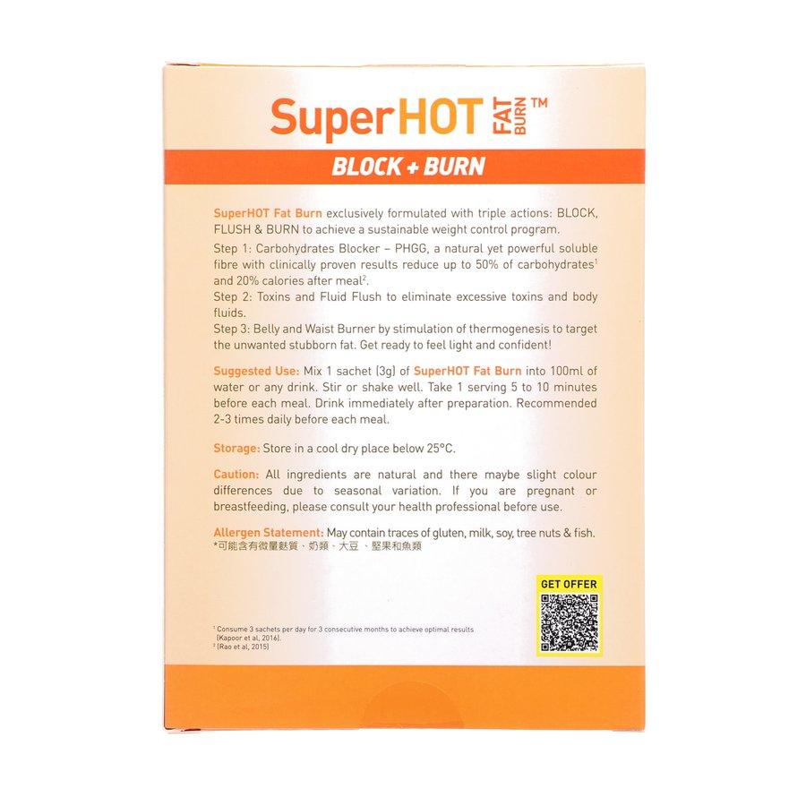 SUPERFOOD LAB SuperHot Fat Burn Powder - Premium Metabolism Booster for Weight Loss (30 x 3g Sachets) | Ideal for Pre-Workout Energy & Post-Meal Digestion Support