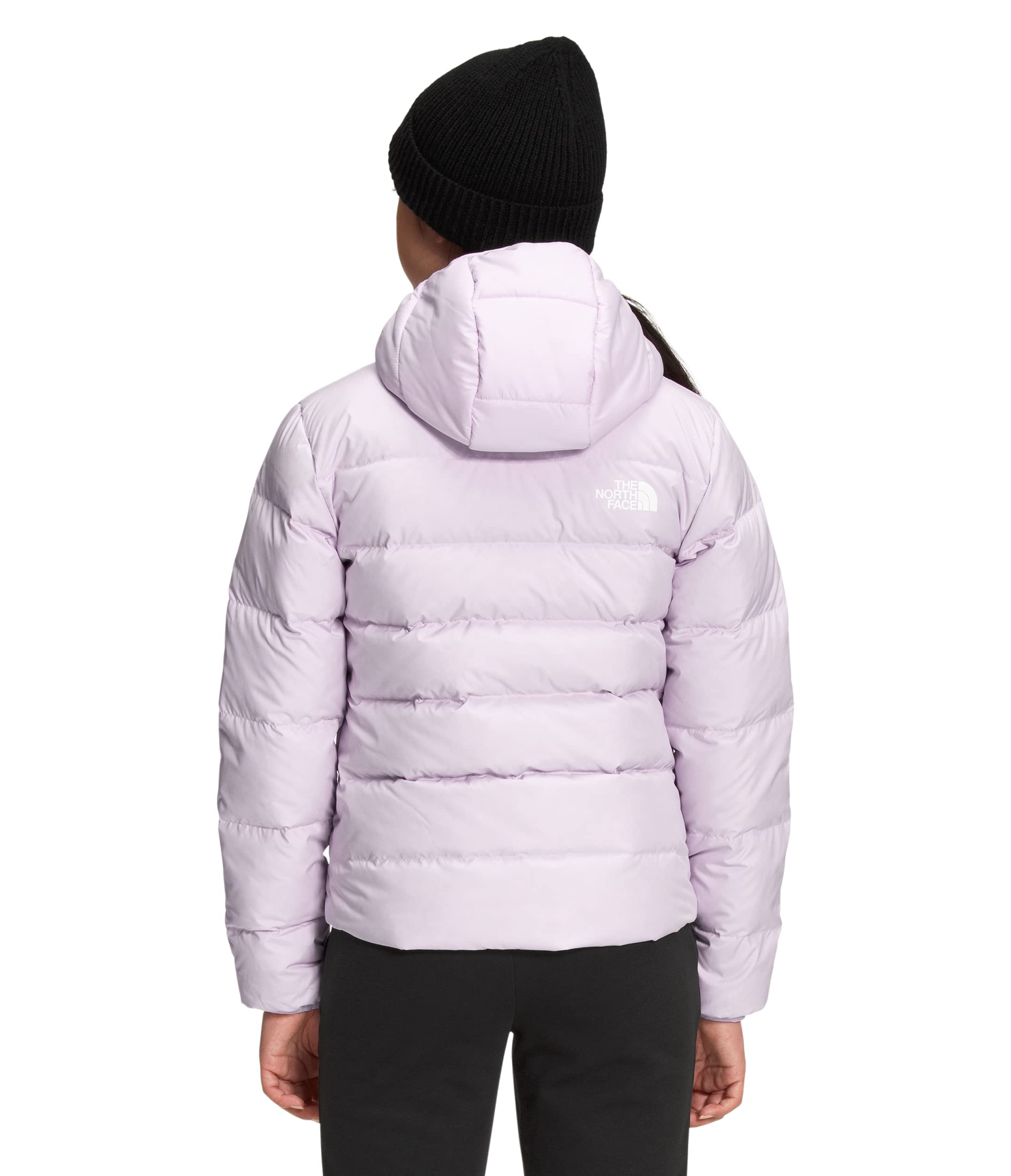 The North Face Girls' Reversible North Down Hooded Jacket - Lavender Fog, Small | Warm Winter Coat for Outdoor Activities & School