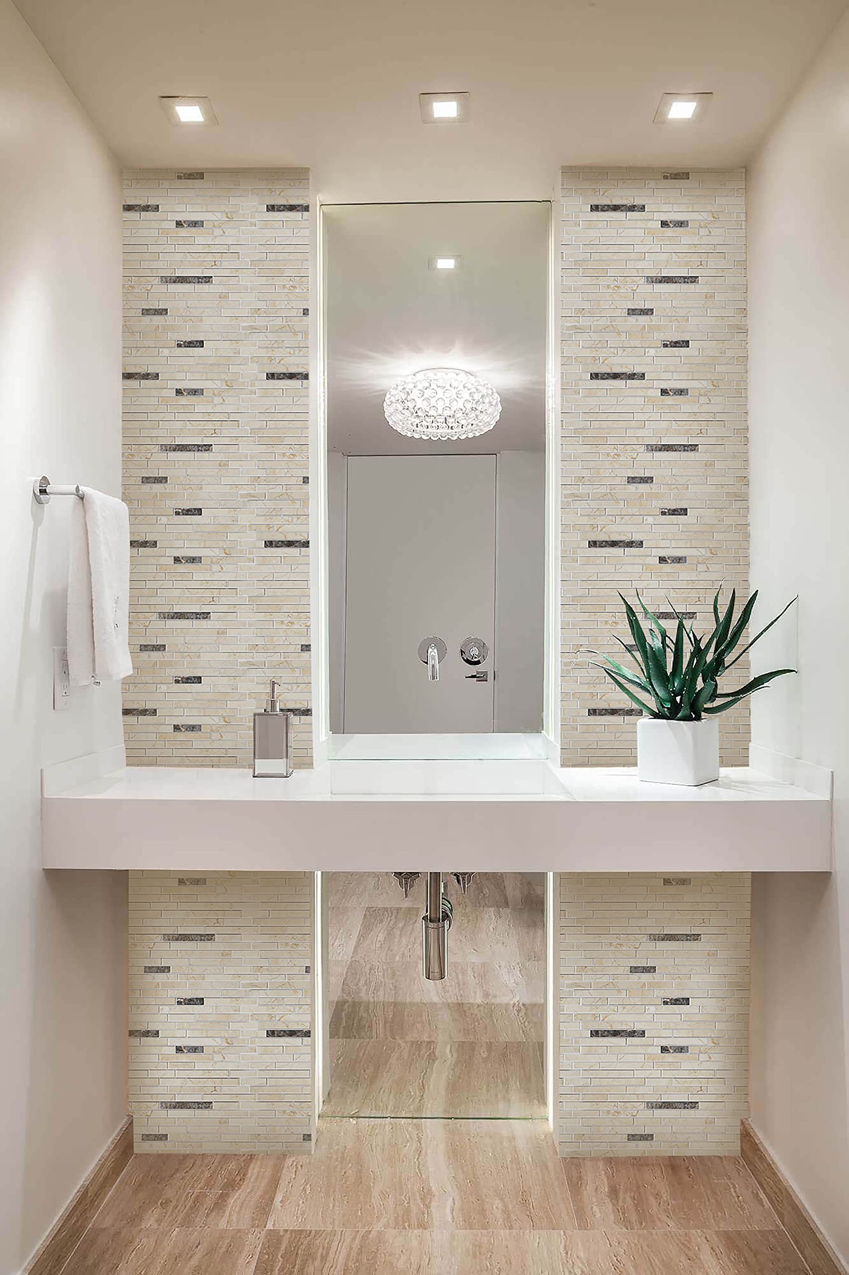 5 Sheets Marble Mosaic Tile for Kitchen Backsplash & Bathroom Floor - Tibet Collection Mixed Strips 12