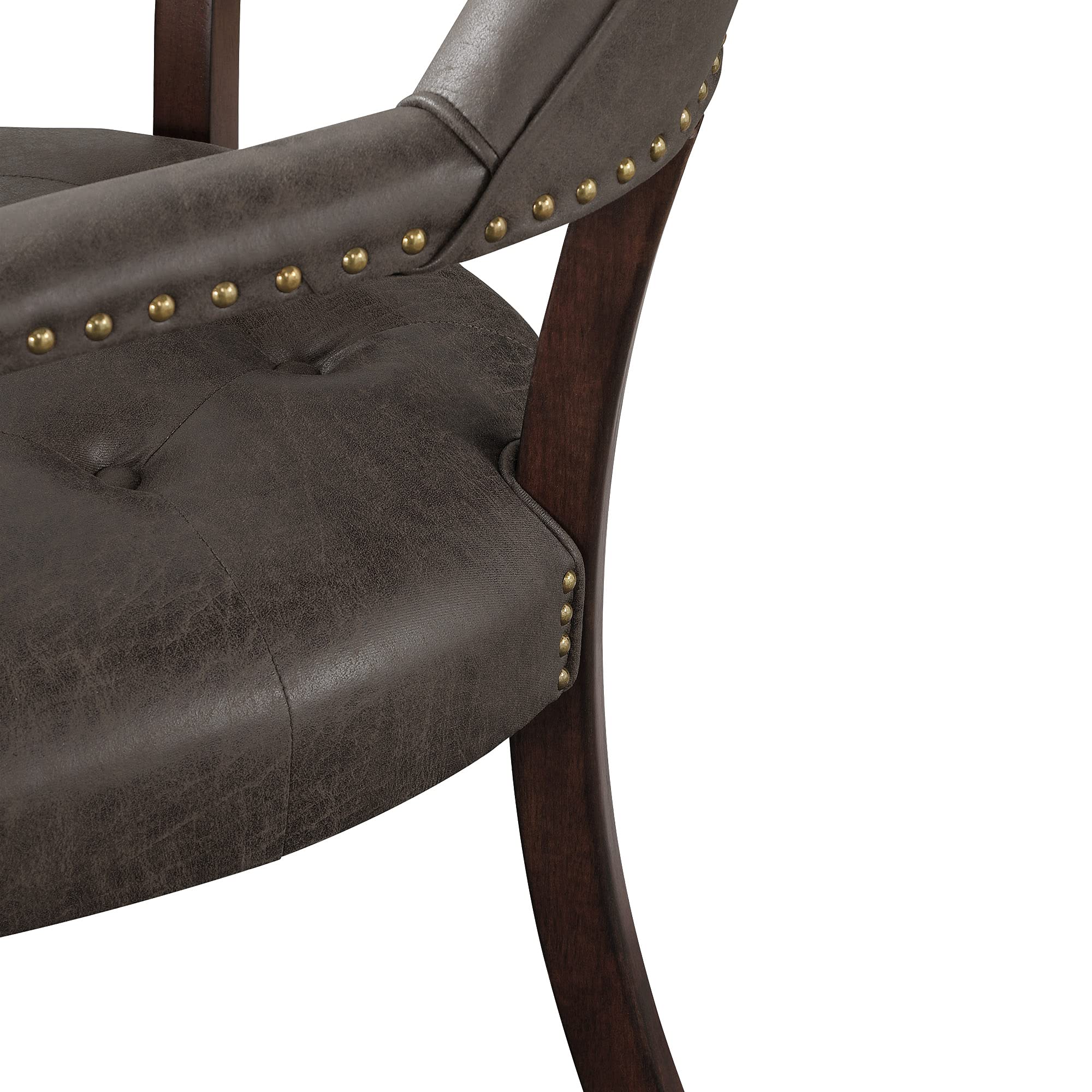 MODERION Solid Wood Executive Office Chair with Wheels & Arms - Classic Swivel Upholstered Desk Chair, 31.5