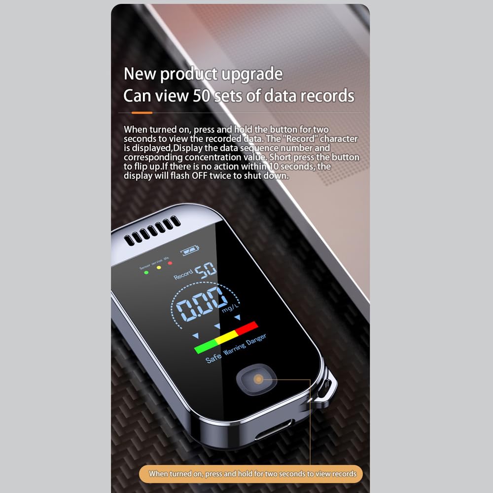 Shkalacar Professional Breathalyzer - High Accuracy Personal Alcohol Tester with Digital LED Display, USB Rechargeable & Sound Alarm - Perfect for Home Safety Checks, Party Drinking Monitoring and Workplace Sobriety Tests