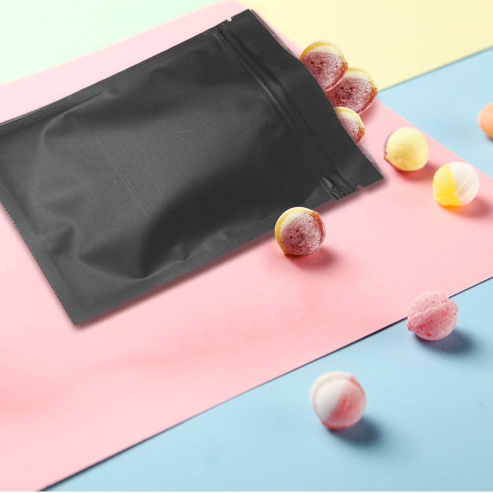 200 Pack 4x6 Inch Mylar Bags - Resealable Smell Proof Foil Pouch for Food Storage, Coffee, Tea, Herbs & Spices | Airtight Flat Matte Black Bags for Vacuum Sealing & Long Term Preservation
