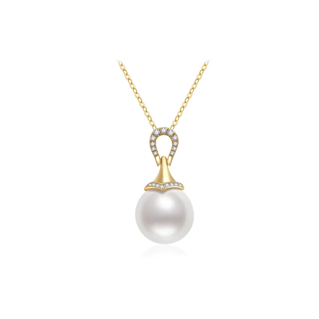 18K Solid Gold Diamond Edison Pearl Necklace KN00138 | Luxury Bridal Jewelry for Weddings, Anniversaries & Special Occasions