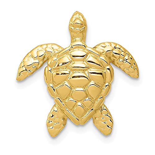 Auriga Fine Jewelry 14k Yellow Gold Polished Large Sea Turtle Pendant Necklace - Elegant Slide Chain for Women | Perfect Gift for Birthday, Anniversary & Beach Vacation Jewelry