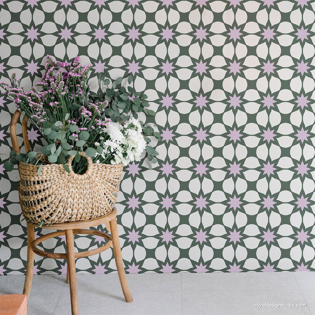 Floral Cassis Allover Stencil for DIY Home Decor, Wall Painting, and Craft Projects