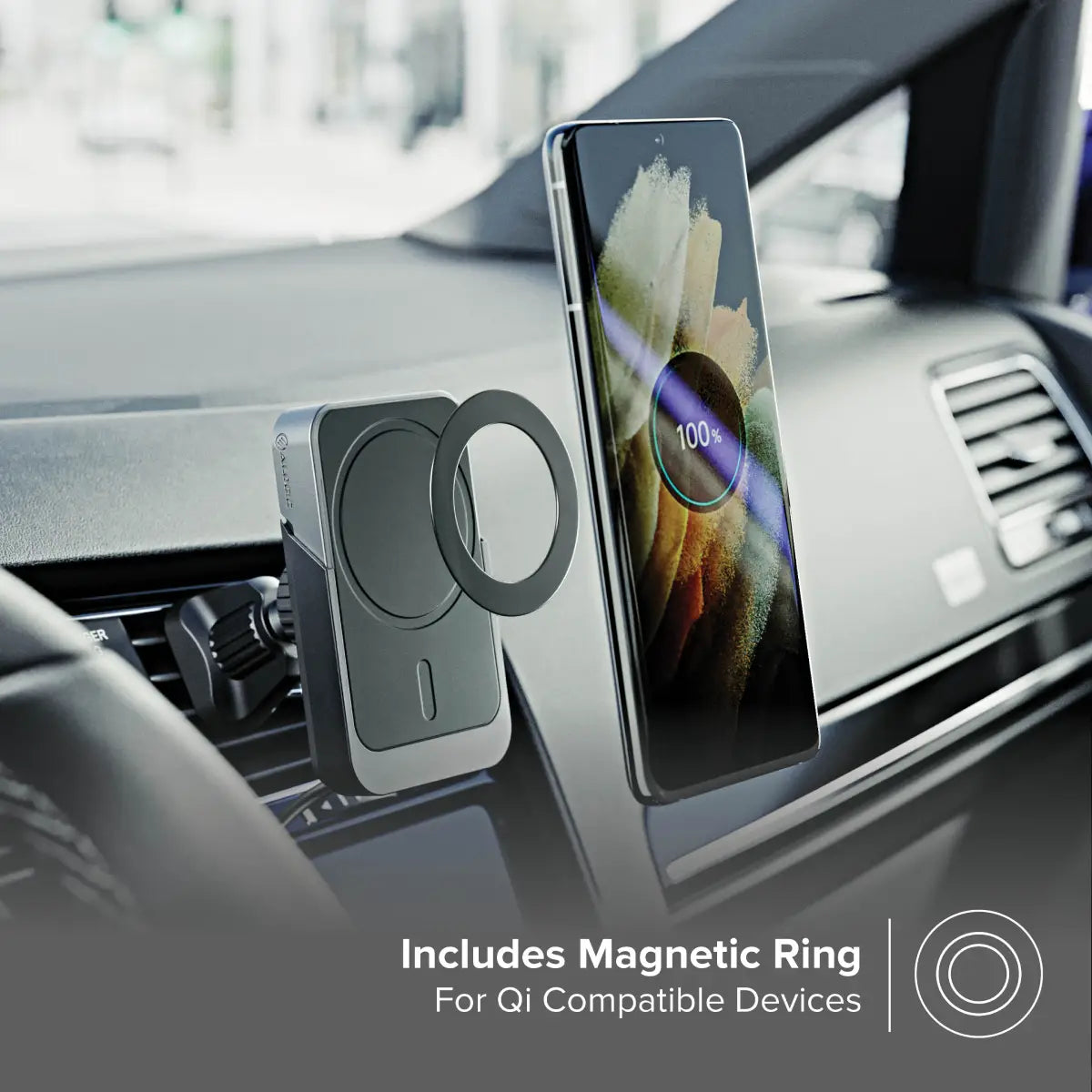 Matrix+ Universal Wireless Car Charger with Wireless Power Bank - Air Vent & Dashboard Phone Mount for iPhone, Samsung, Android - Fast Charging for Commuting, Road Trips & Travel