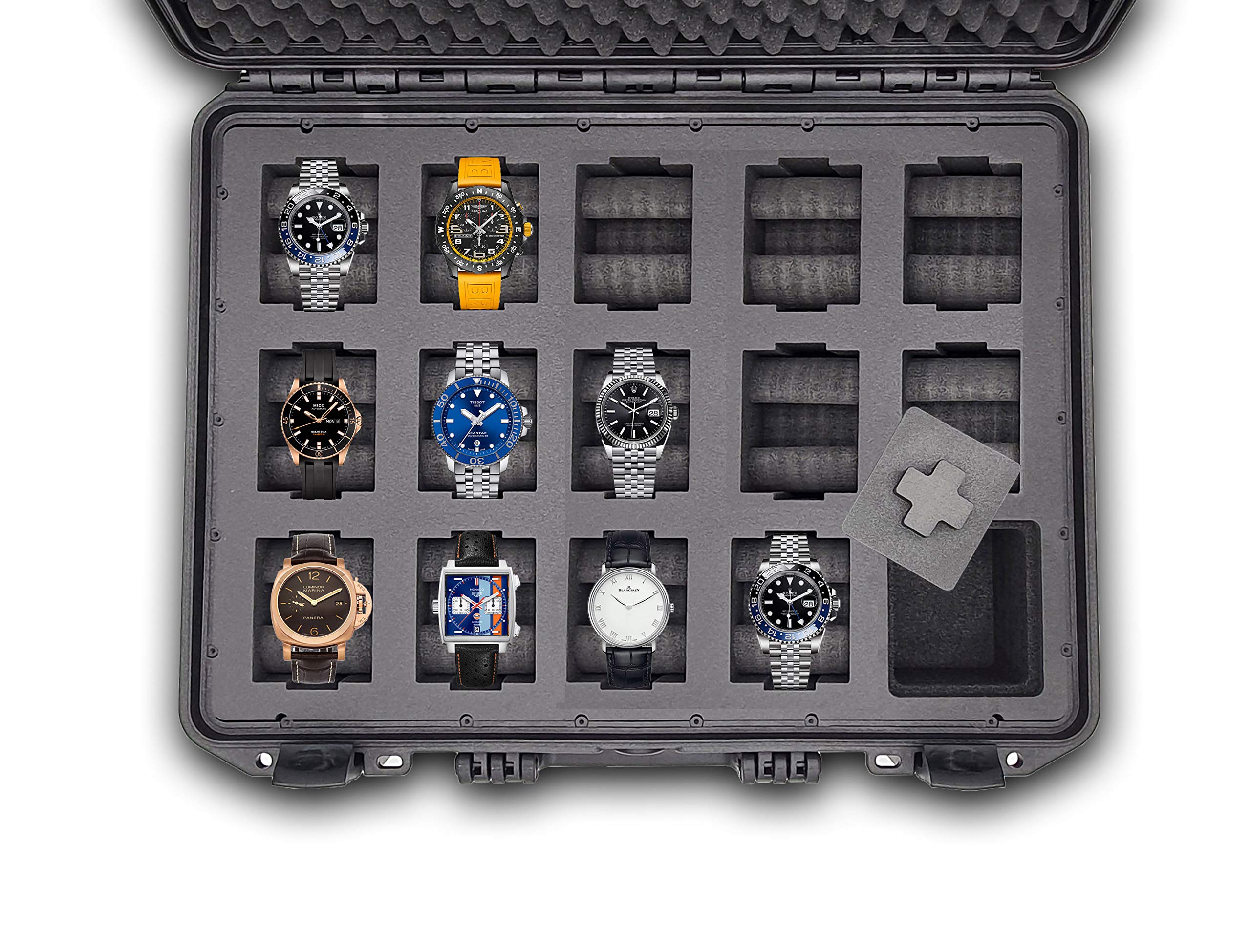 Premium Watch Travel Case for 14 Watches - Waterproof & Dustproof Storage with Lock - German-Made Luxury Watch Organizer - Perfect for Travel, Business Trips & Watch Collection Display