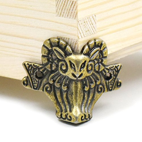 Bluemoona 5-Piece Wooden Jewelry Chest Box with Decorative Feet - 44mm x 36mm Furniture Corner Protectors for Desks, Dressers & Cabinets | Prevent Scratches & Damage