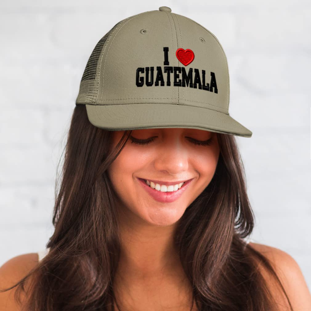 Trucker Hat Baseball Cap - I Love Guatemala Cotton Dad Hats for Men & Women - Adjustable Snapback Black - Perfect for Outdoor Activities, Travel & Casual Wear