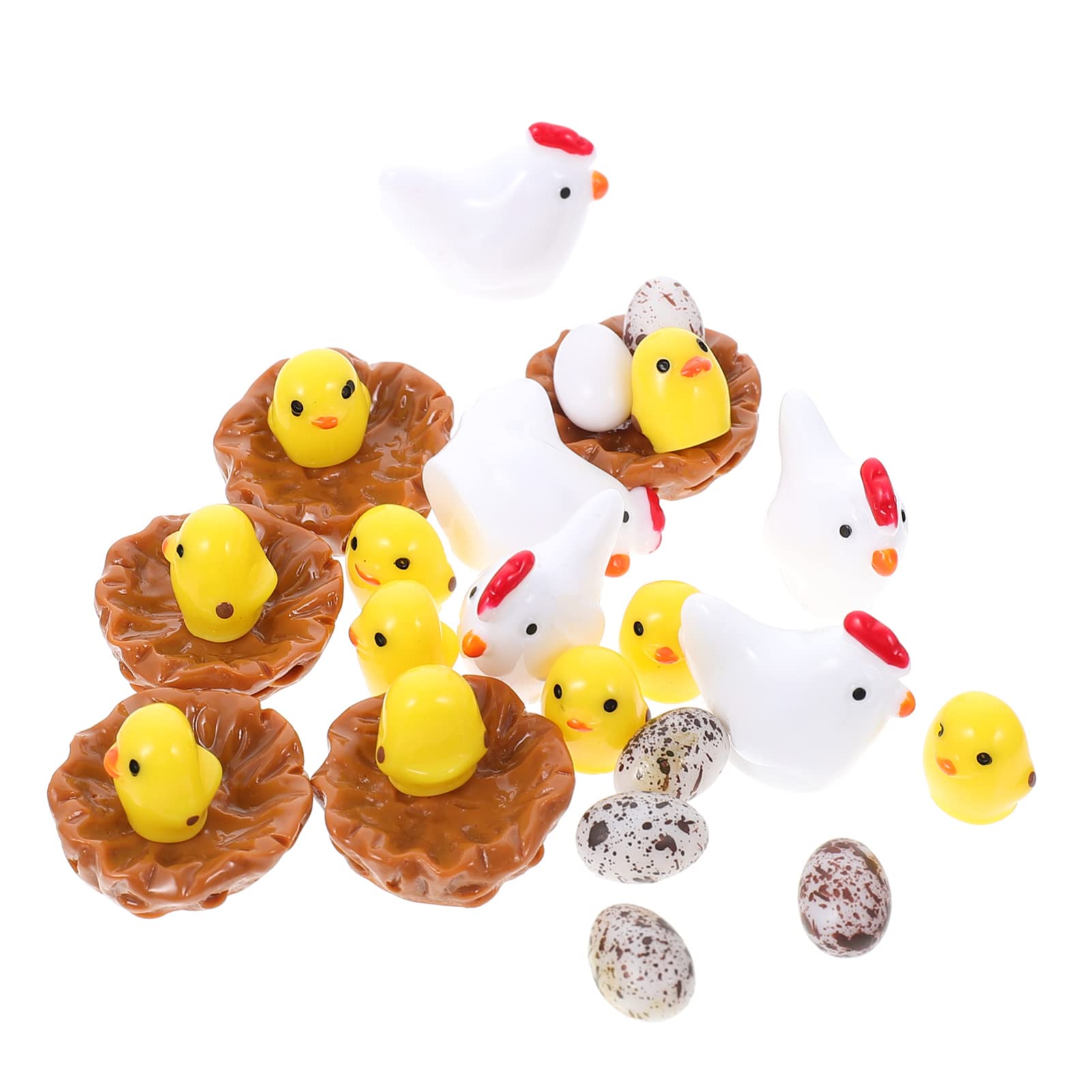 Amosfun Easter Miniature Chicken Egg Figurines - Cute Mini Animal Decor for Easter Basket Fillers, Micro Landscapes & Glass Containers - Perfect for Easter Decorations, DIY Crafts & Home Display