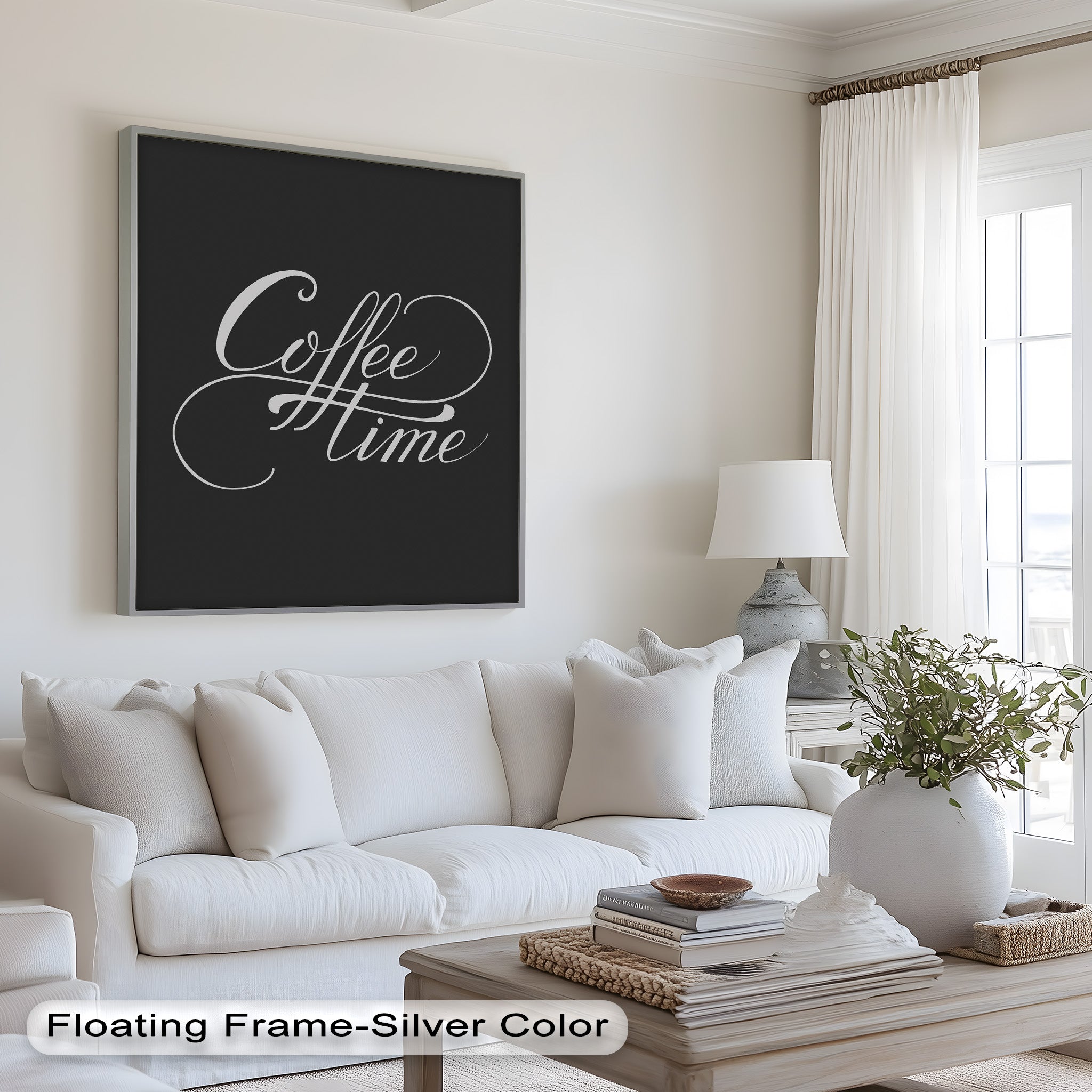 Hand-Painted Calligraphy Oil Painting - Coffee Time Script Art - Perfect for Home Decor, Office & Gift Giving