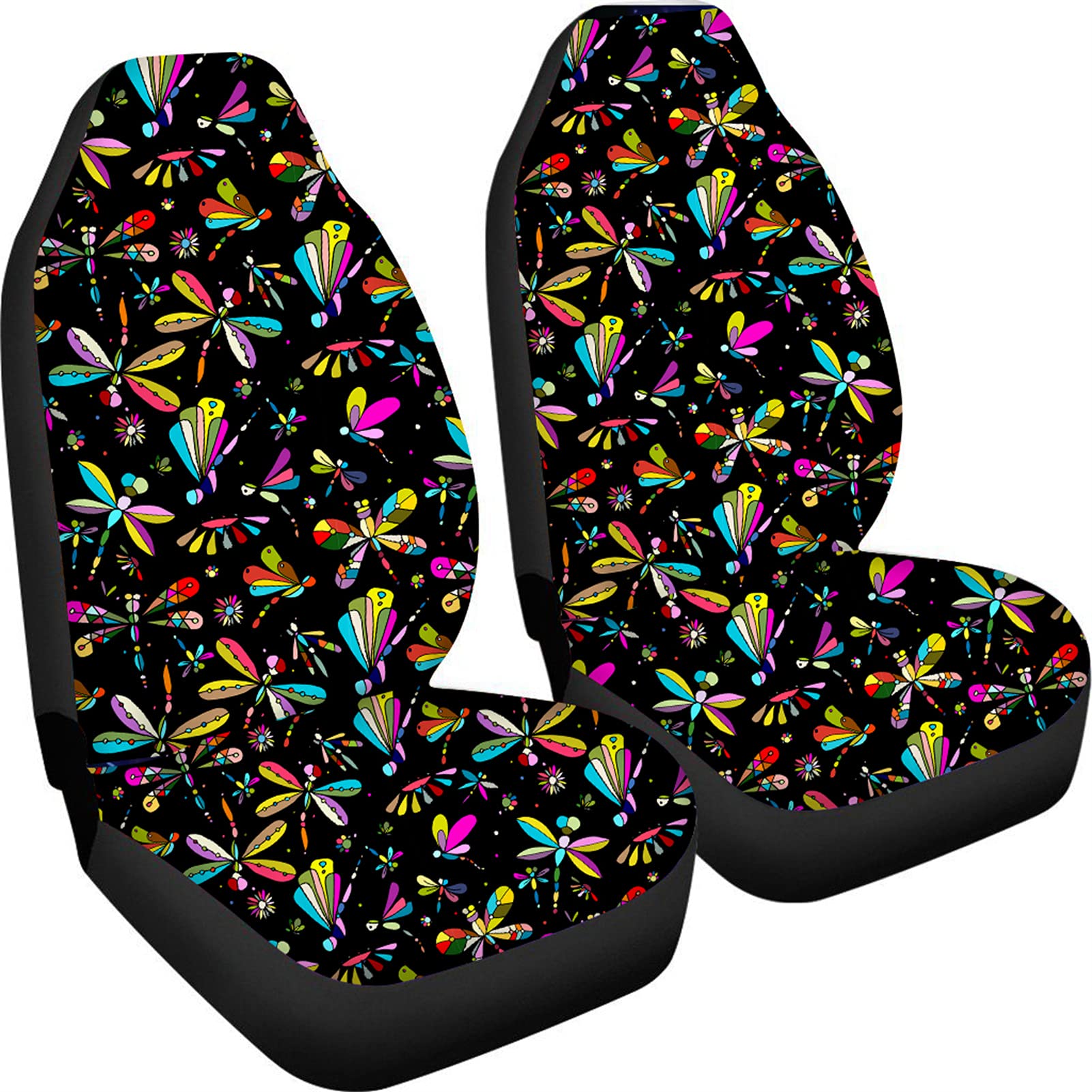 FOR U DESIGNS Dragonfly Print Car Seat Covers - Universal Fit Washable Set of 2 for Cars, Trucks & SUVs | Soft Protective Seat Covers for Comfort & Style | Perfect for Daily Commute, Road Trips & Outdoor Adventures