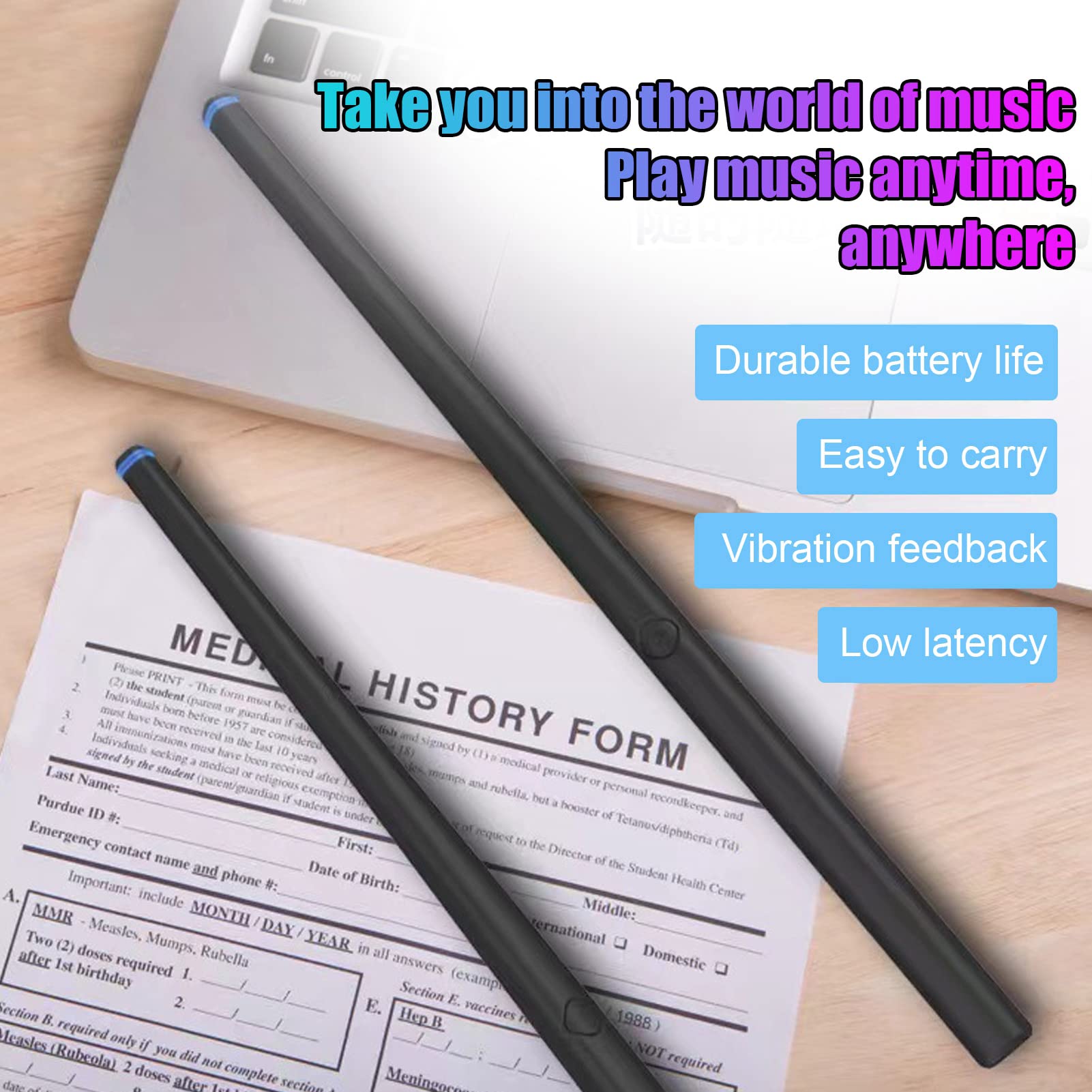 AR Air Drum Sticks Set - Portable Electronic Virtual Drum Kit with Somatosensory Technology for Adults & Kids - Perfect for Home Practice, Music Therapy & Interactive Gaming