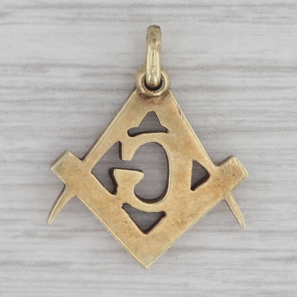 Antique Masonic Pendant Fob with Square & Compass Design - 14k Gold Blue Lodge Jewelry - Perfect for Freemason Collectors & Lodge Ceremonies