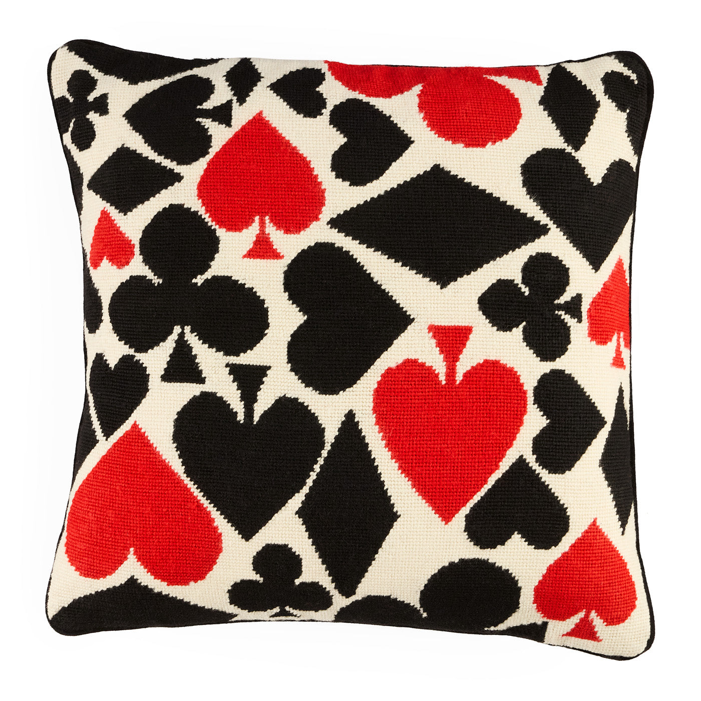 Full Deck Needlepoint Pillow - Elegant Handmade Home Decor for Sofa, Bed & Living Room - Perfect Gift for Poker & Card Game Lovers