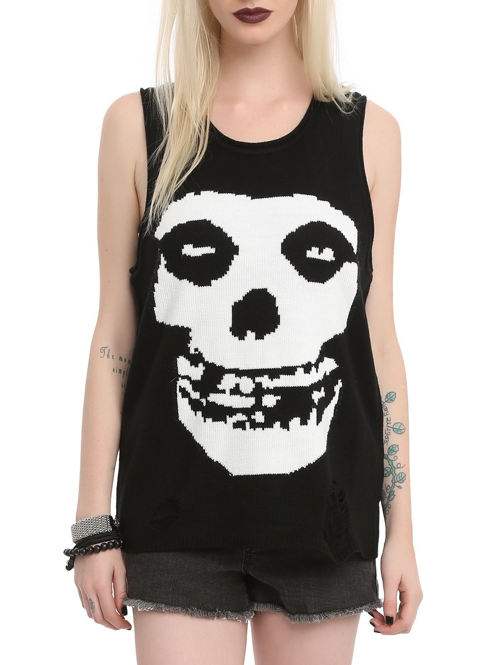 Misfits Iron Fist Sweater Tank Top for Women - Soft Cotton Sleeveless Shirt, Small Size - Perfect for Concerts, Gym Workouts & Casual Streetwear