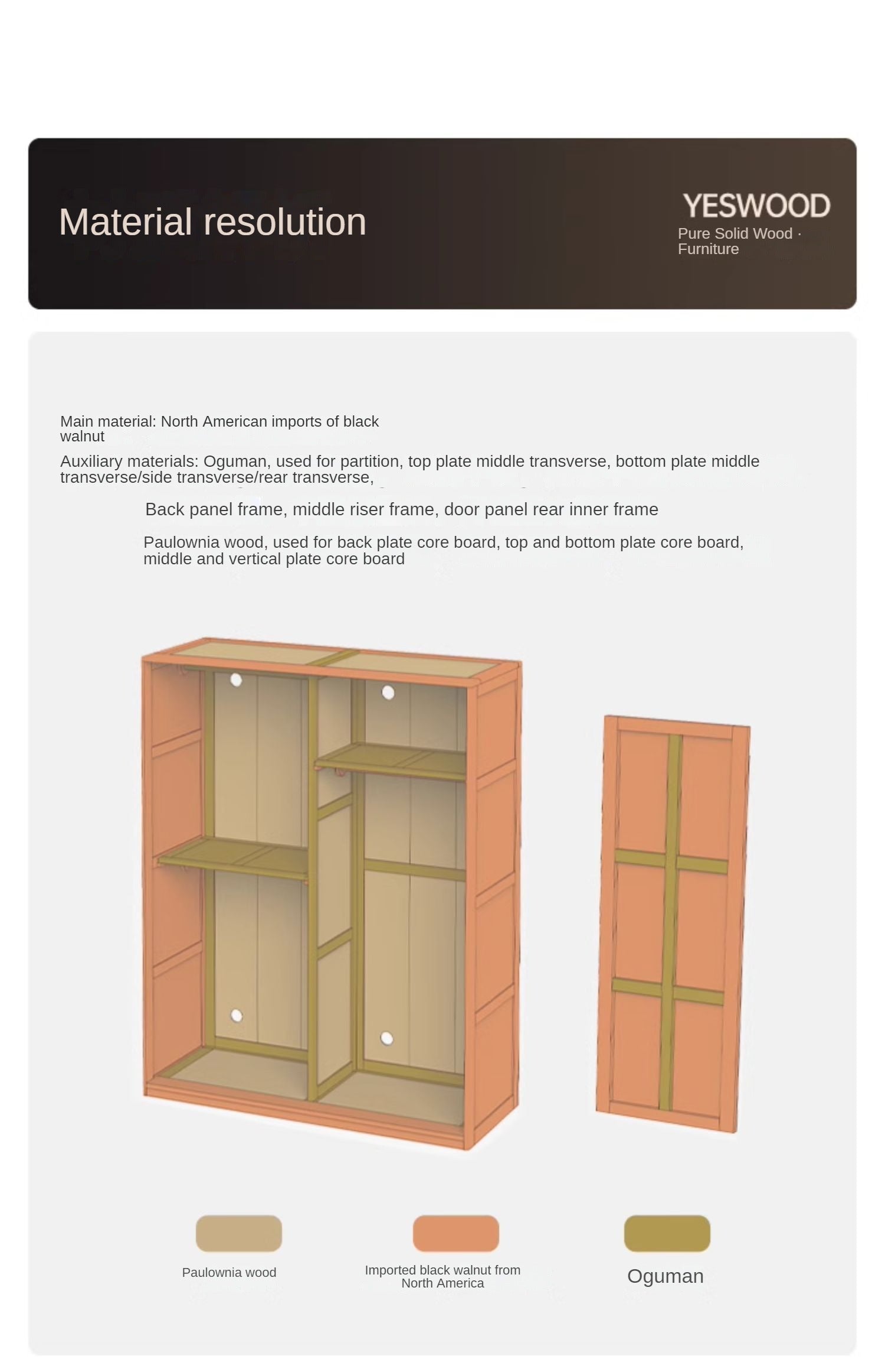 Premium Black Walnut Solid Wood Wardrobe - Handcrafted Closet Organizer with Adjustable Shelves | Perfect for Bedroom, Walk-in Closet & Master Suite Organization