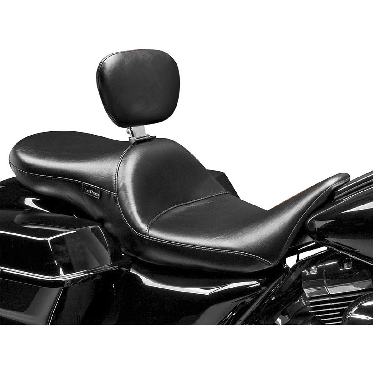 Le Pera Maverick Daddy Long Legs Motorcycle Seat with Driver Backrest LK-957DLBRS - Comfortable Long Ride Cruiser Seat for Harley Davidson Touring Bikes, Perfect for Highway and City Commuting