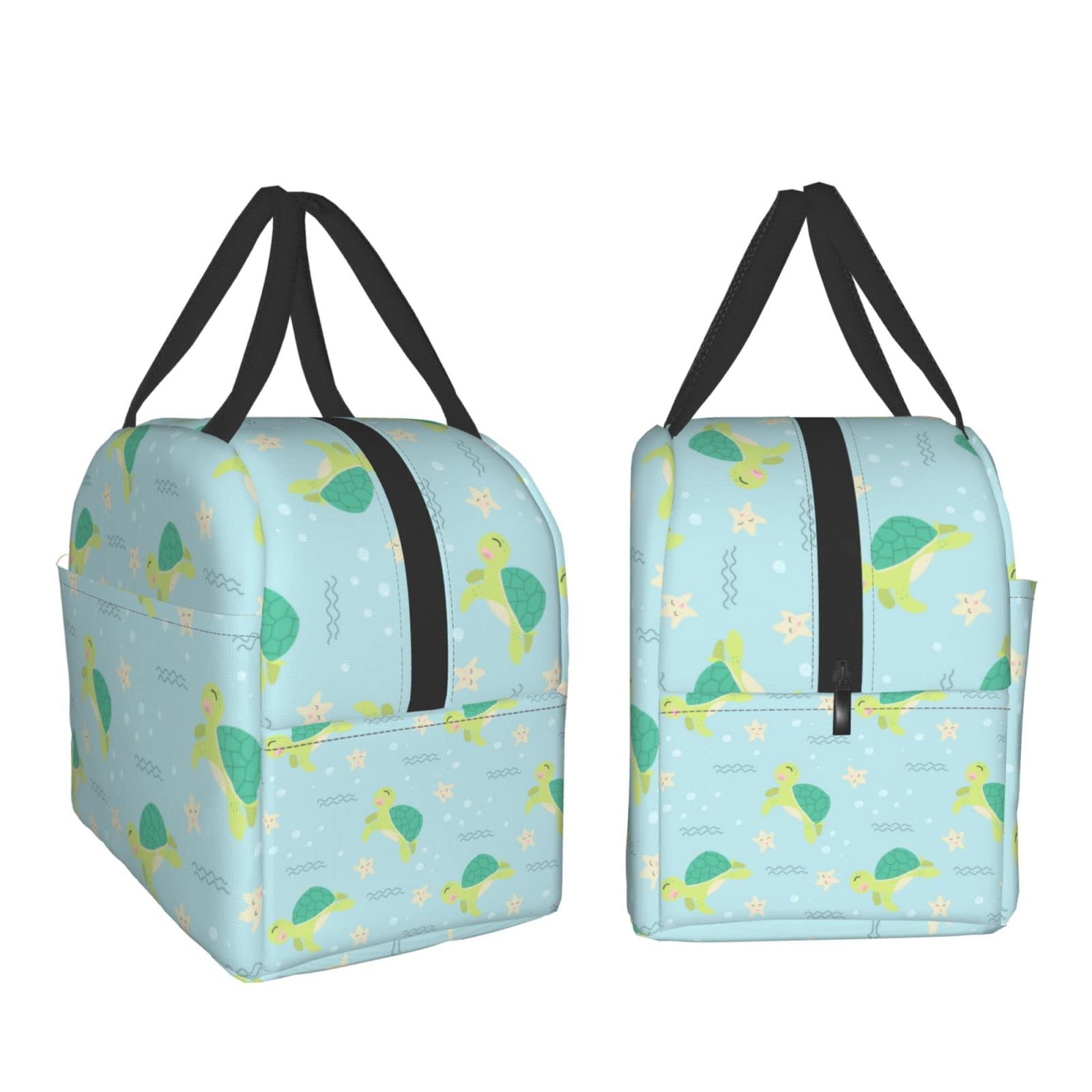 Insulated Lunch Box with Cute Turtle & Starfish Design - Reusable, Leak-Proof Meal Bag for Work, School, Travel & Picnic | Portable Food Container for Men & Women | BPA-Free & Easy to Clean