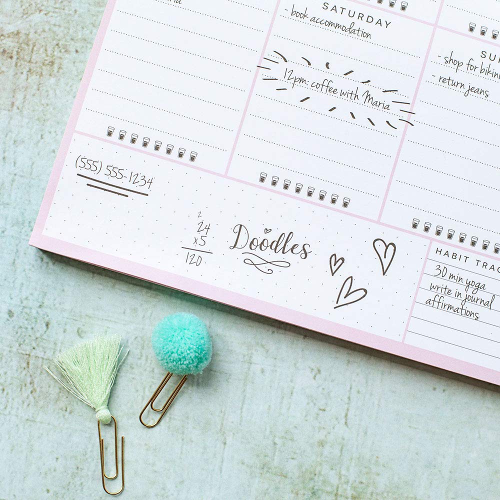 Undated Weekly Desk Planner Pad - 52 Pages To-Do List & Habit Tracker Notepad | Tear-Off Weekly Organizer for Office, School & Home (Ice Cream Design) - Perfect for Productivity, Goal Setting & Time Management